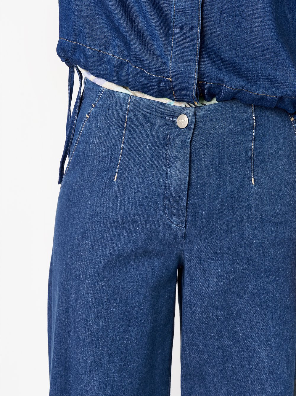 Damenjeans Jenny Palazzo in blue, Wide Leg aus fliessendem Denim, Detailansicht