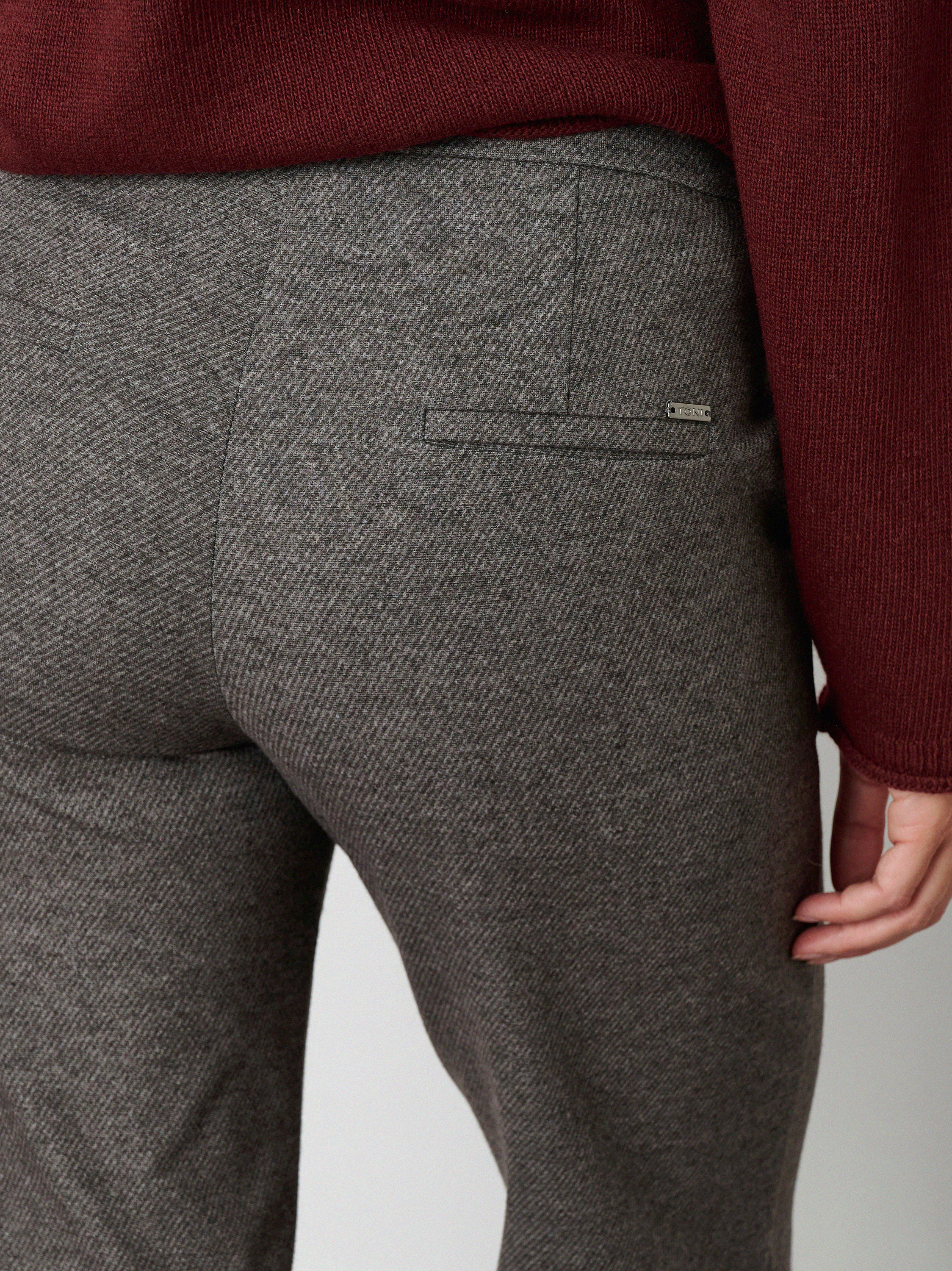 Womens trousers Jenny Wide in Dark Grey, wide leg trousers in a melange look, second detail view