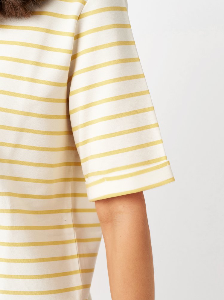 Damenshirt Dolly in lemon / offwhite, streifenshirt, Detailansicht