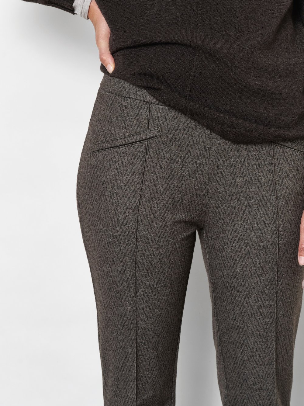 7/8-Hose im Fischgratdessin | Style »Jenny 7/8« Dunkelbraun