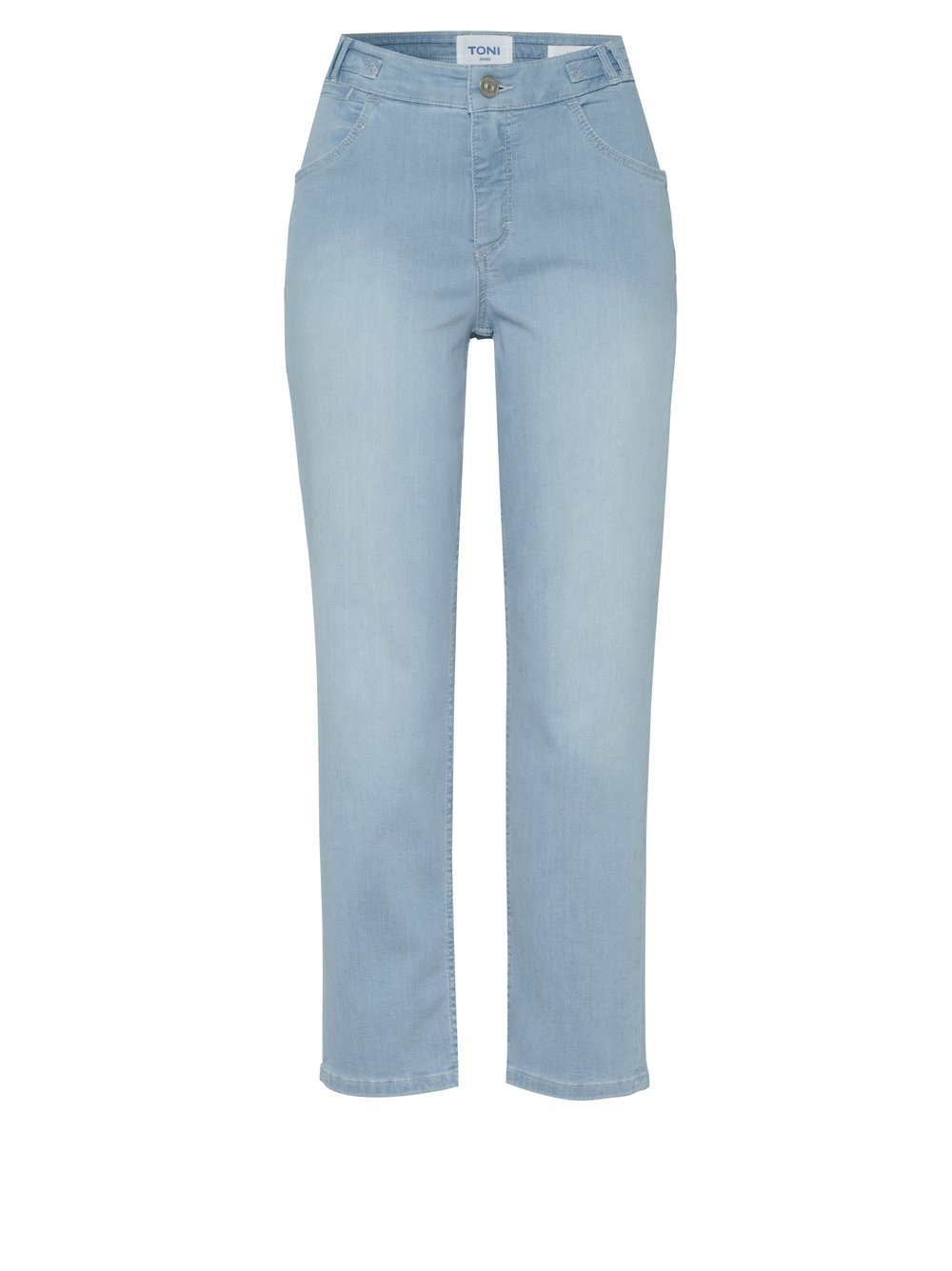 Damenjeans Liv 7/8 in light blue, 7/8-Jeans mit Bunddetail, freigestellte Produktansicht