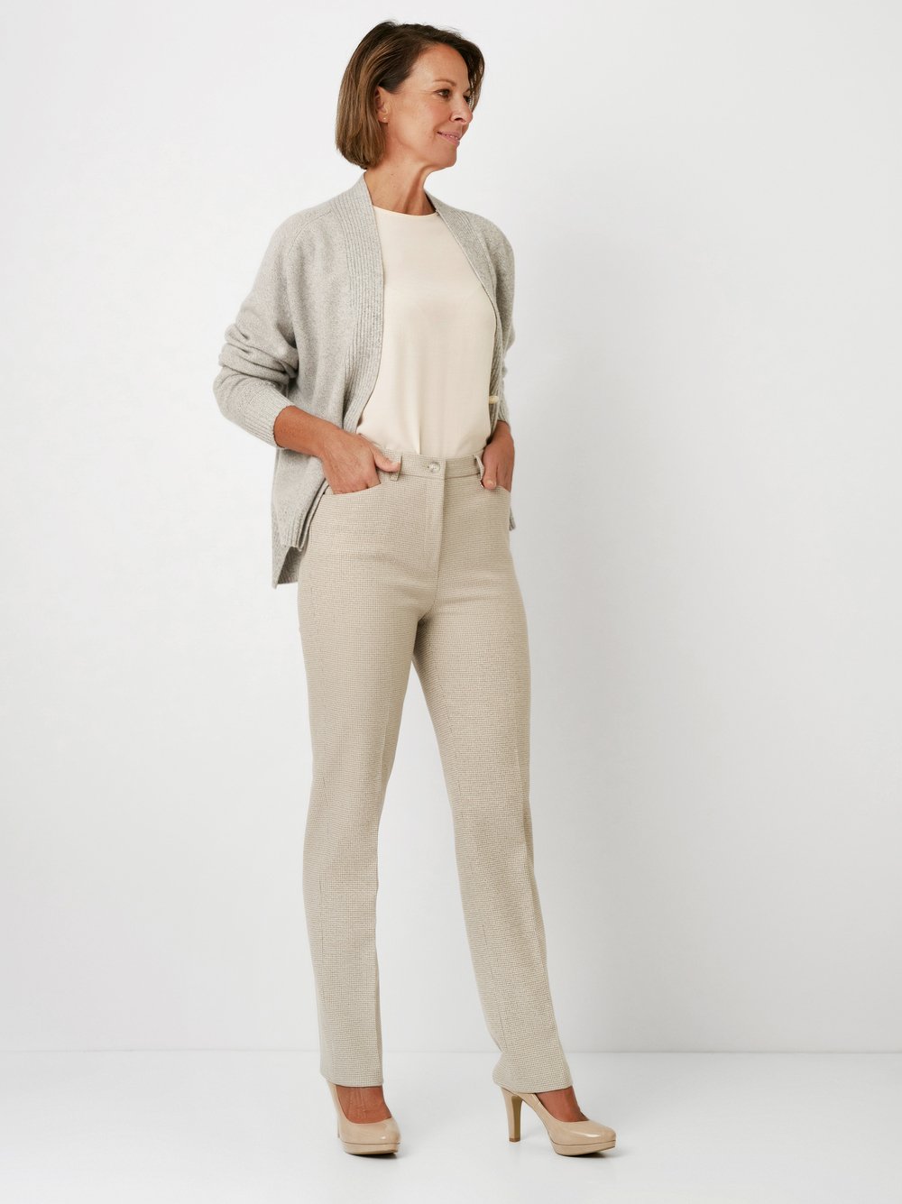 Fein gemusterte Bügelfaltenhose | Style »Steffi« sand Fein gemusterte Bügelfaltenhose | Style »Steffi« sand