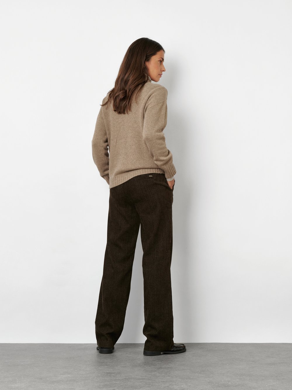 Wide-Leg Hose mit feiner Struktur | Style »Jenny Wide« Dunkelbraun