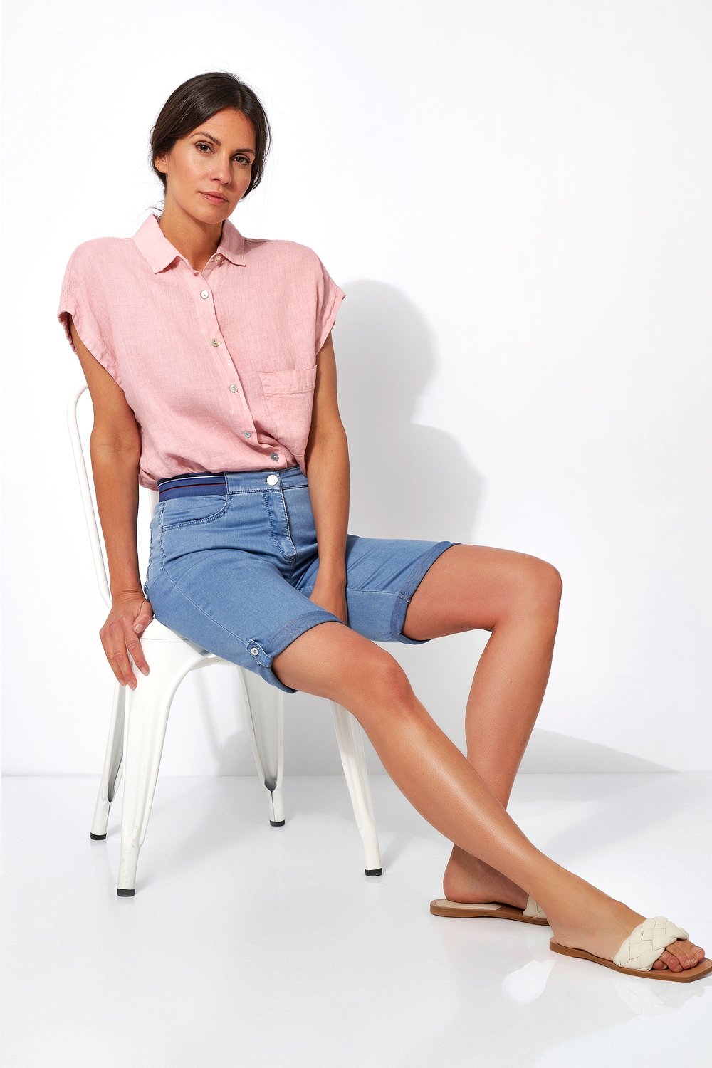 Bermuda mit Gummizug | Style »Sue« blue bleached