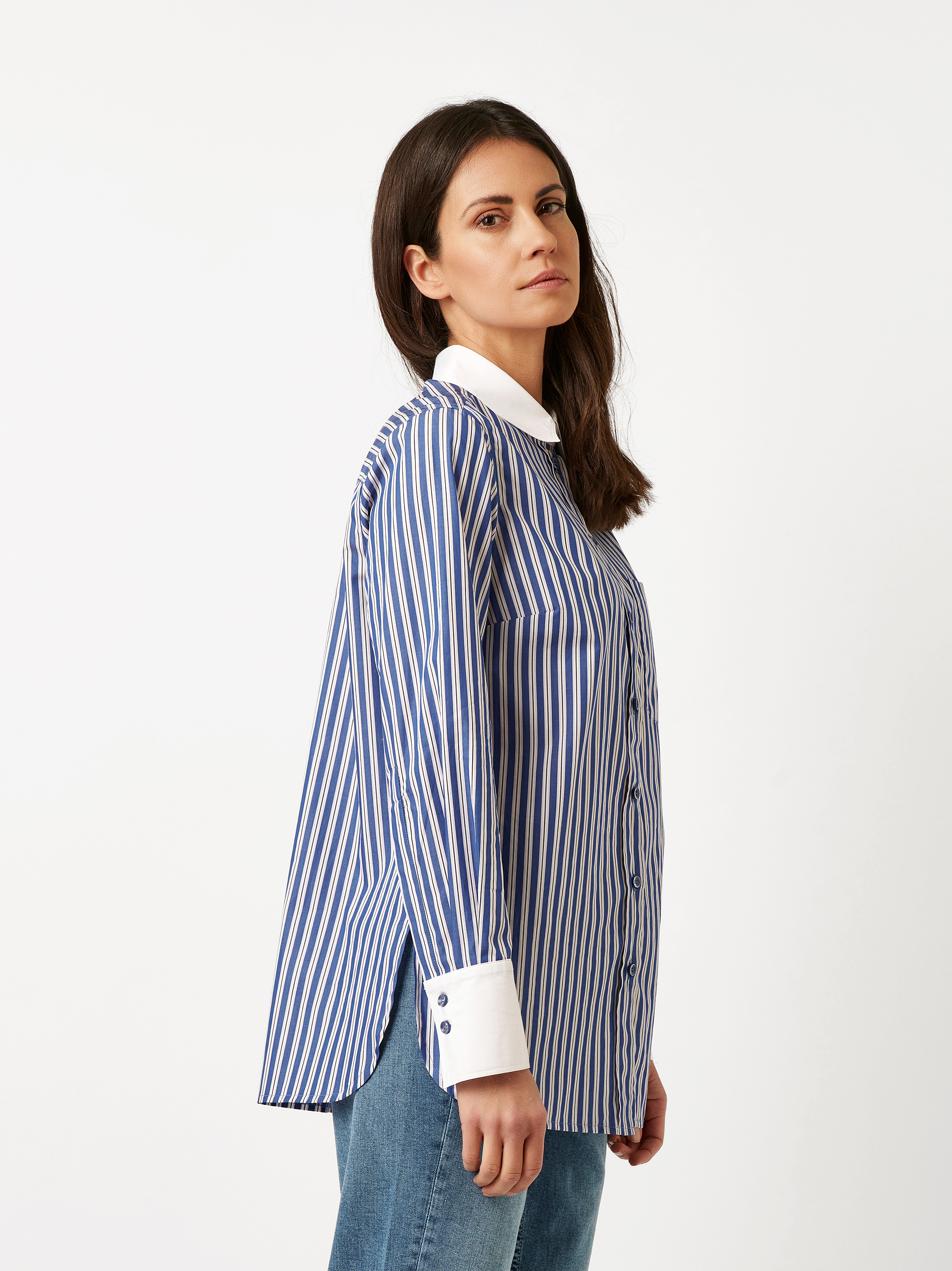 Bluse Alma blue/white Vorderansicht Bluse Alma blue/white Vorderansicht