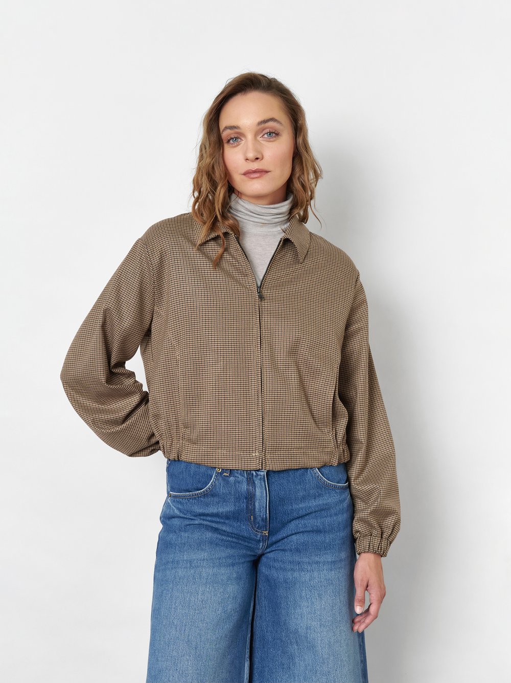 Blouson mit feinem Pepitamuster | Style »Lexi« Camel