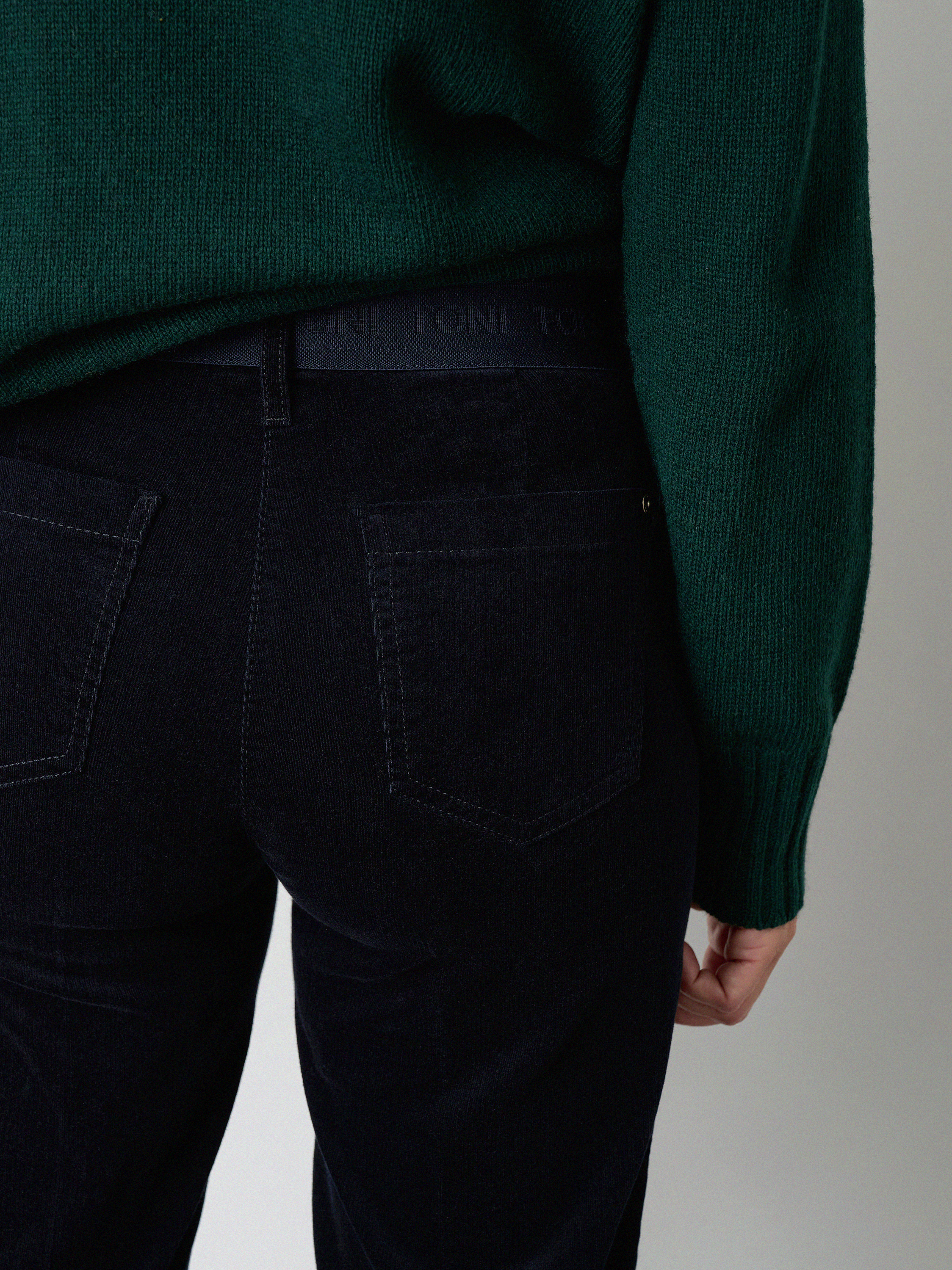 Womens trousers Jenny Wide in Dark Blue, wide-leg corduroy trousers, second detail view