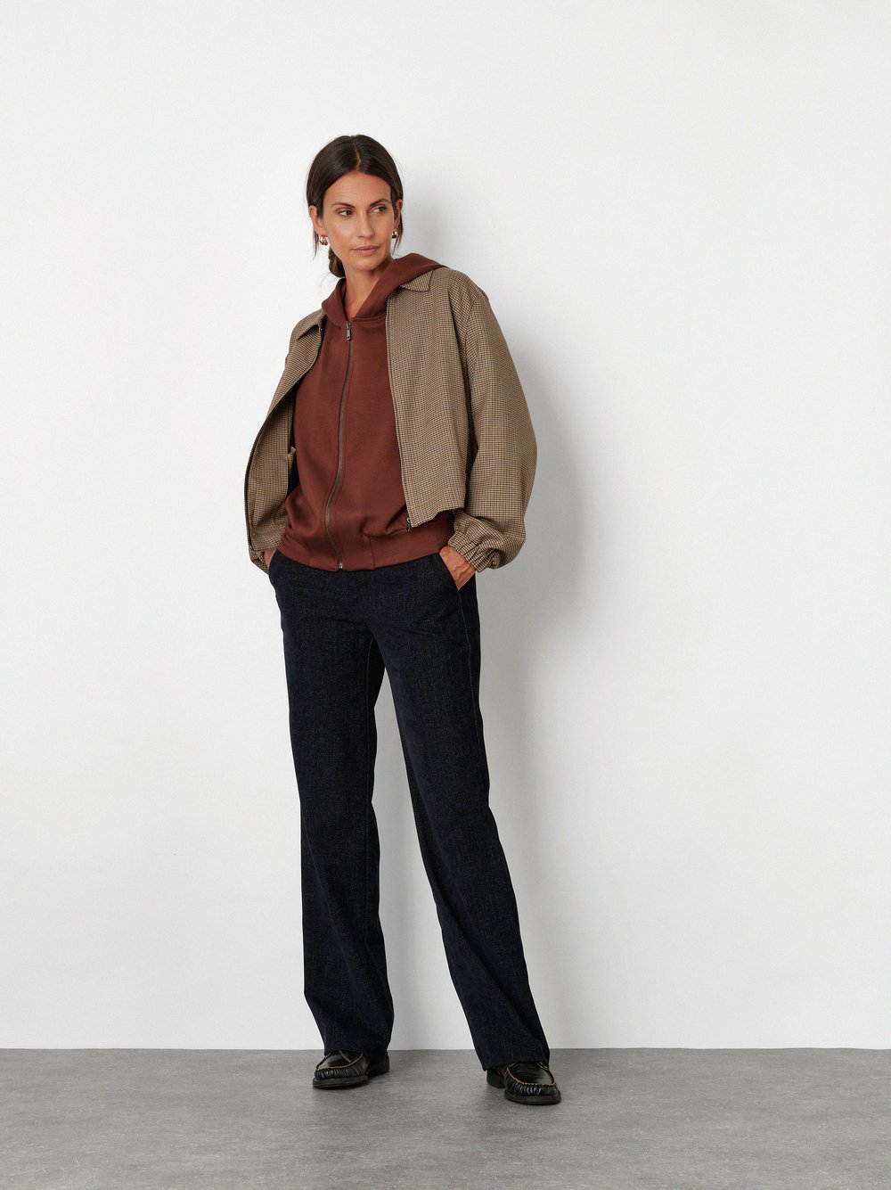 Wide-Leg Hose mit feiner Struktur | Style »Jenny Wide« Dark Blue