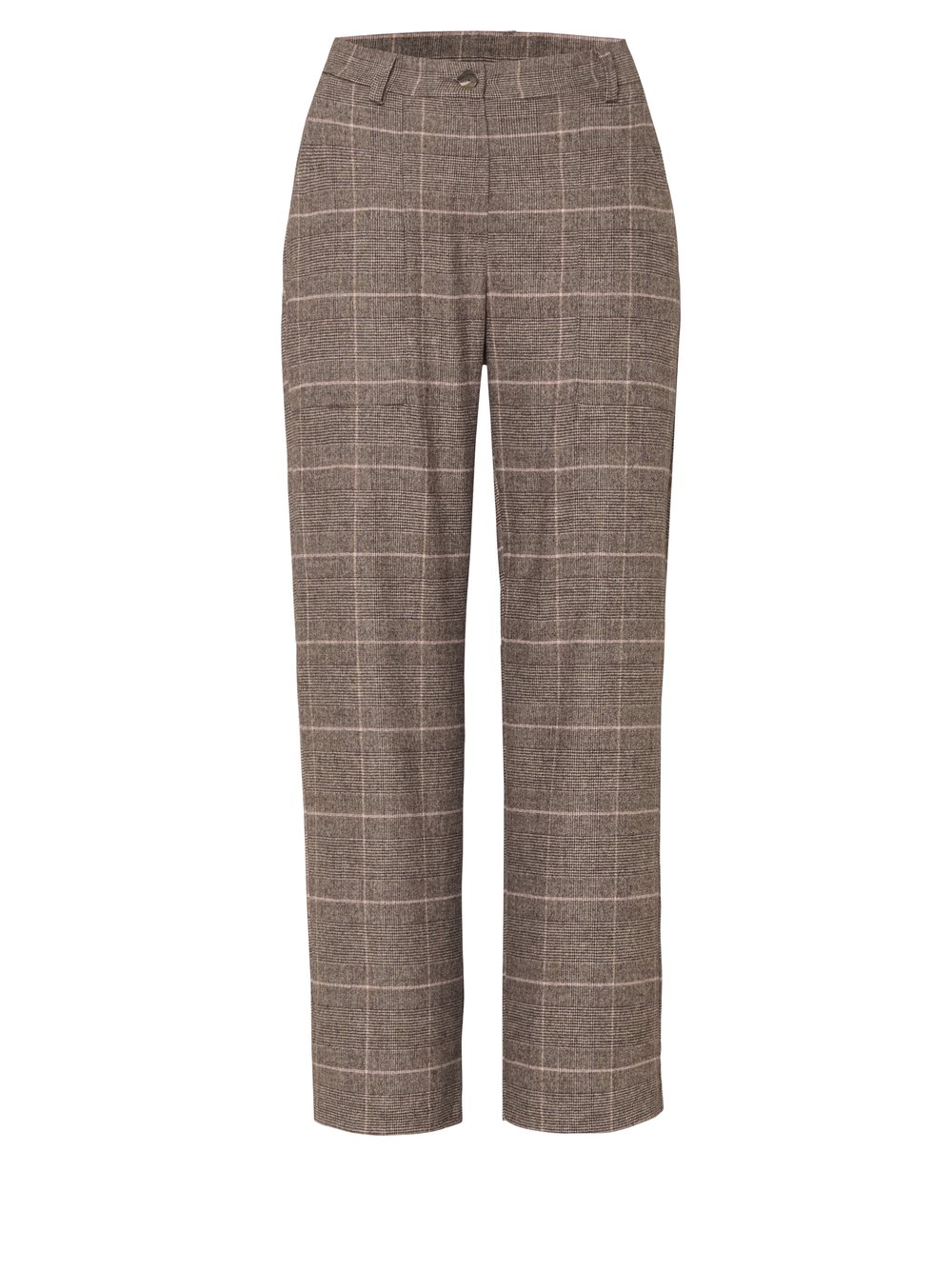 Damenhose Sue in Camel, Entspannte 7/8-Hose mit Karomuster, freigestellte Produktansicht