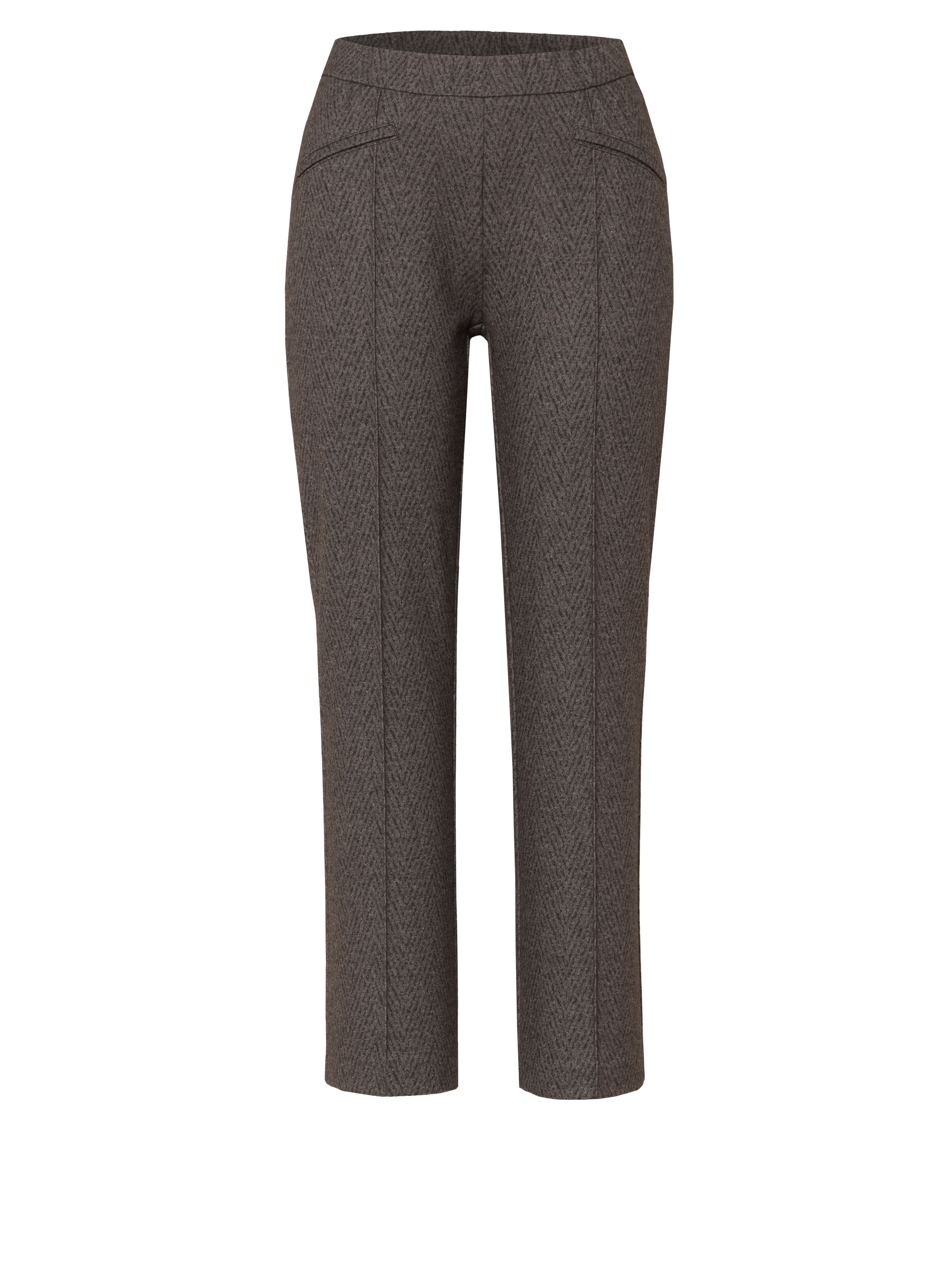 Damenhose Jenny 7/8 in Dunkelbraun, 7/8-Hose im Fischgratdessin, freigestellte Produktansicht