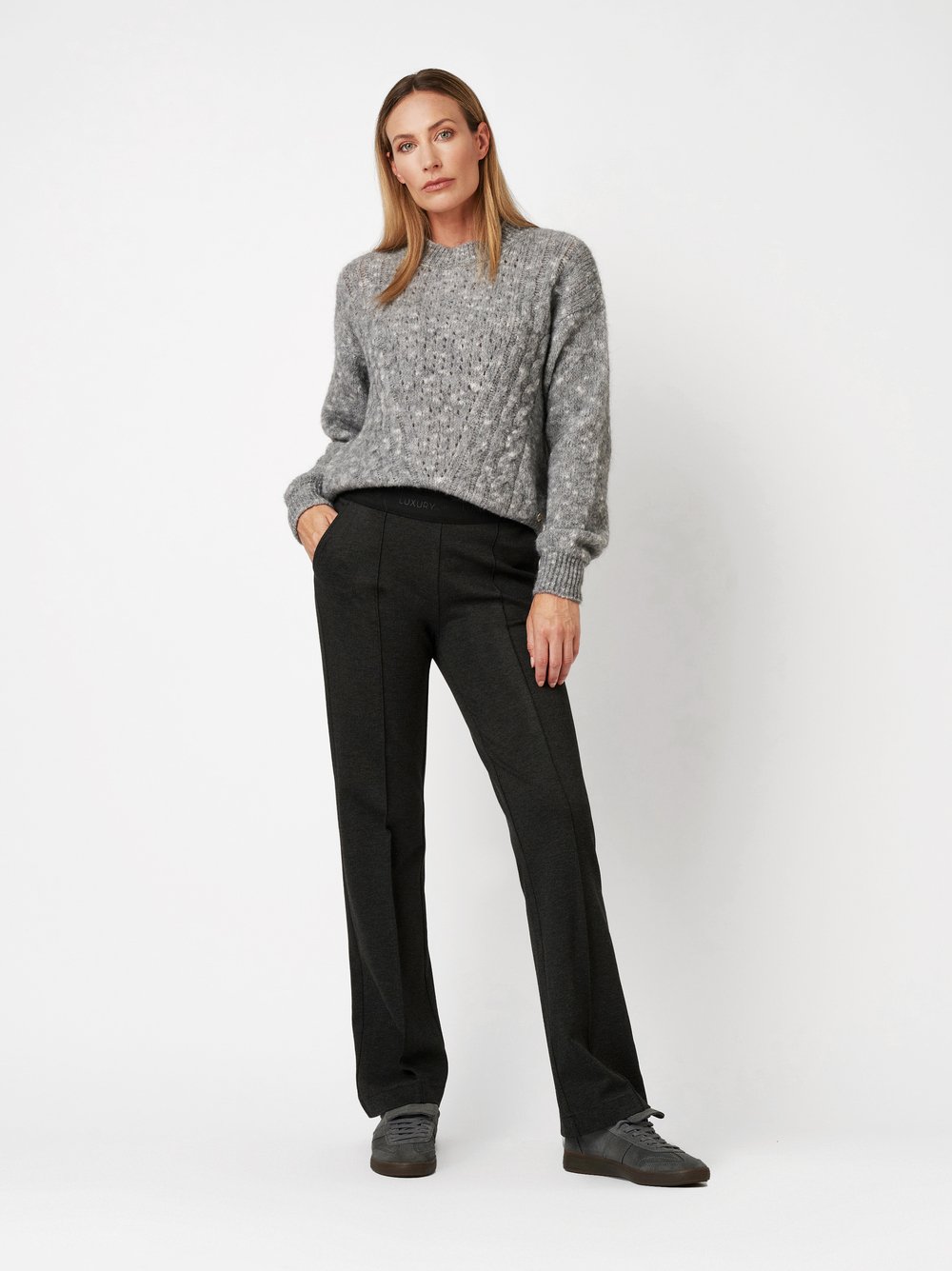 Elegante Flared mit Gummibund | Style »Jenny« dark grey
