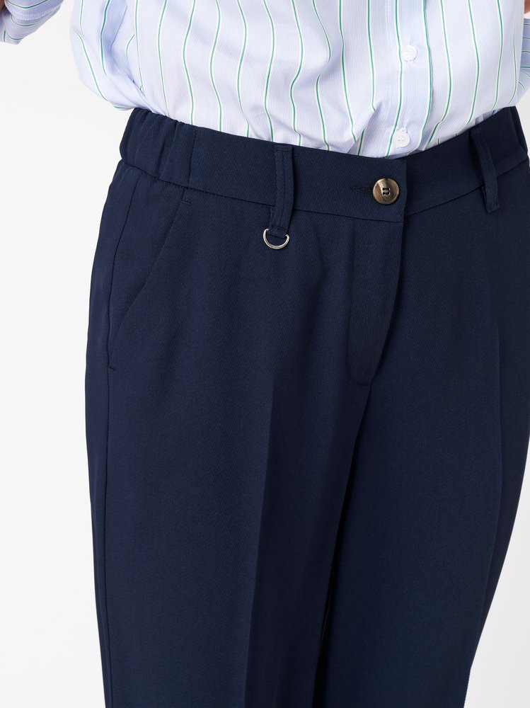 Womens trousers Luisa Wide in dark blue, wide-leg trousers made of twill, detail view