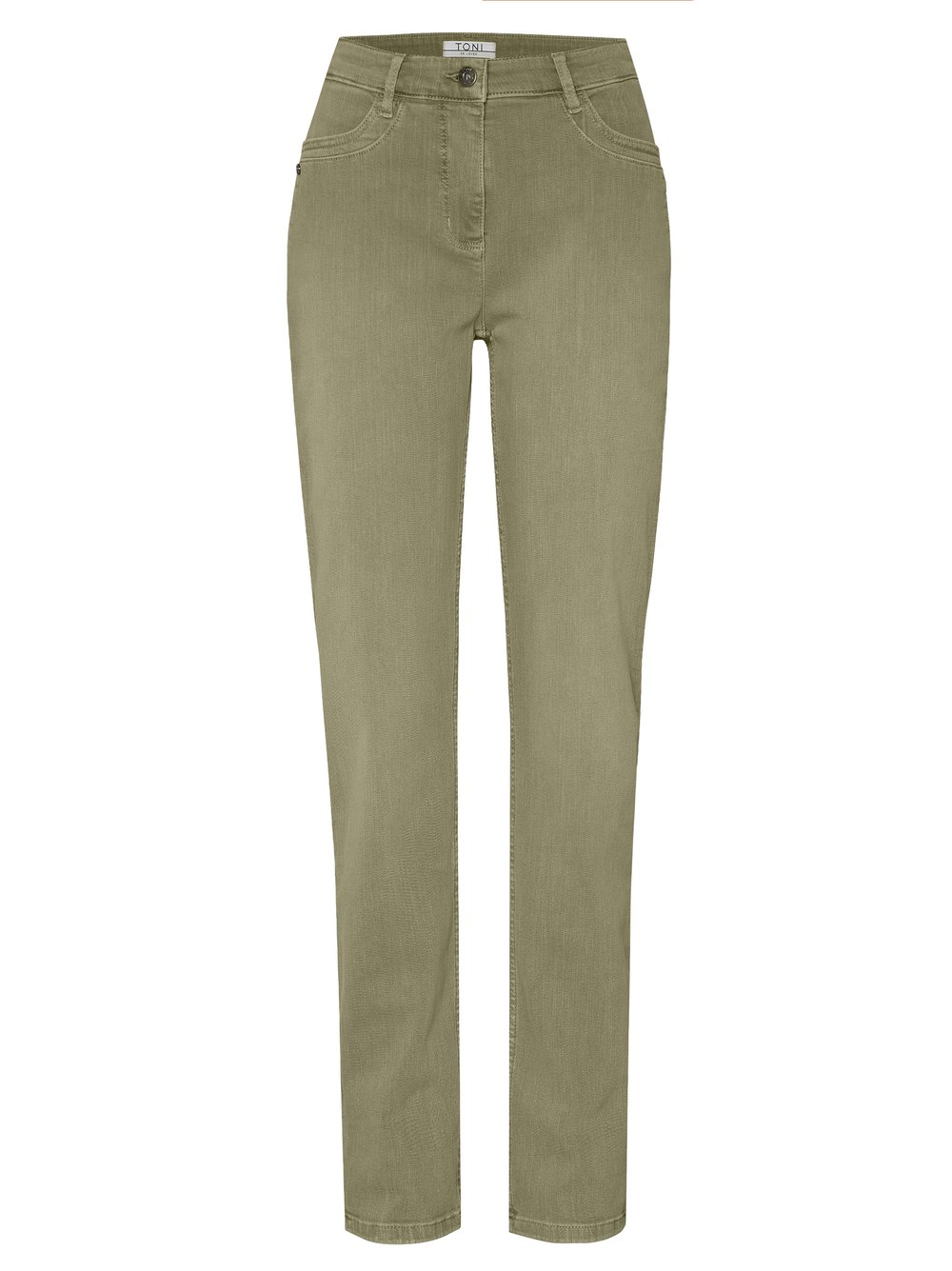 Damenjeans Be Loved in khaki, High Waist Jeans aus Colour Denim, freigestellte Produktansicht