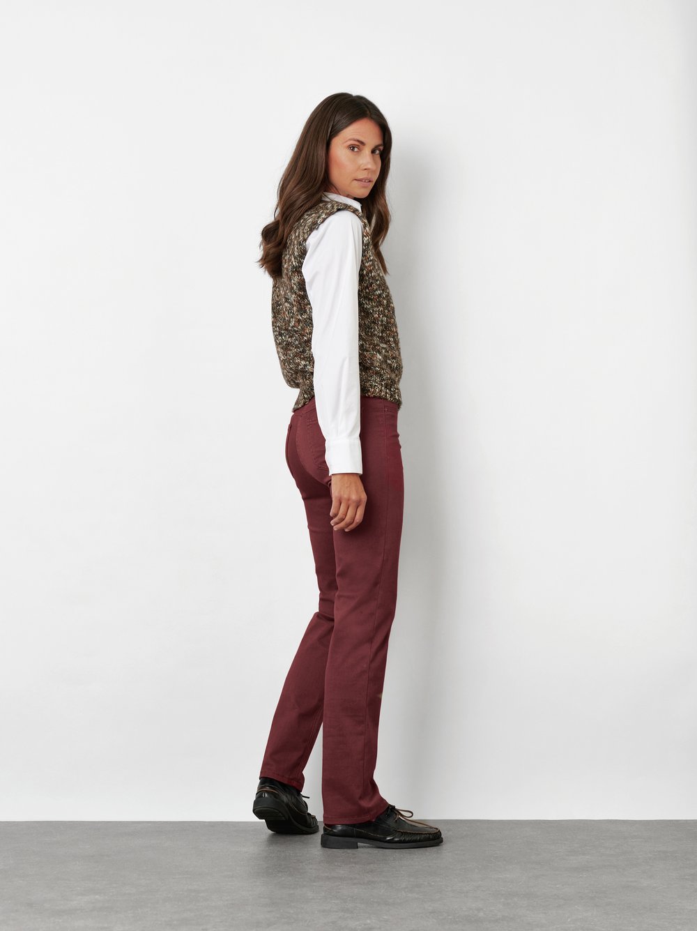 High-Waist Hose aus warmem Baumwollstretch | Style »Be Loved« Bordeaux
