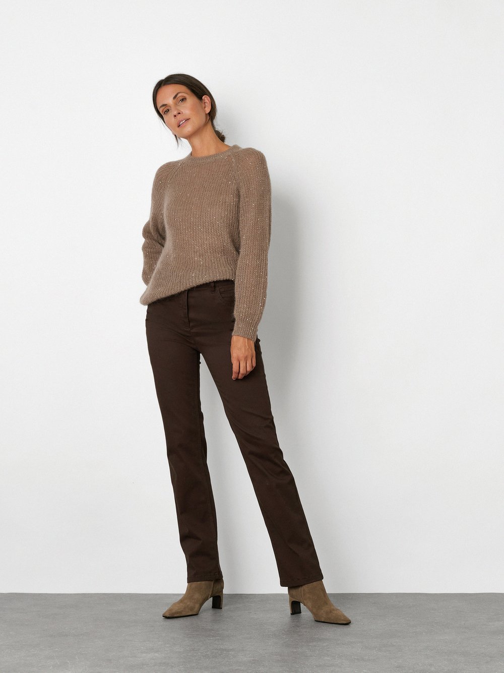High-Waist Hose aus warmem Baumwollstretch | Style »Be Loved« Dunkelbraun