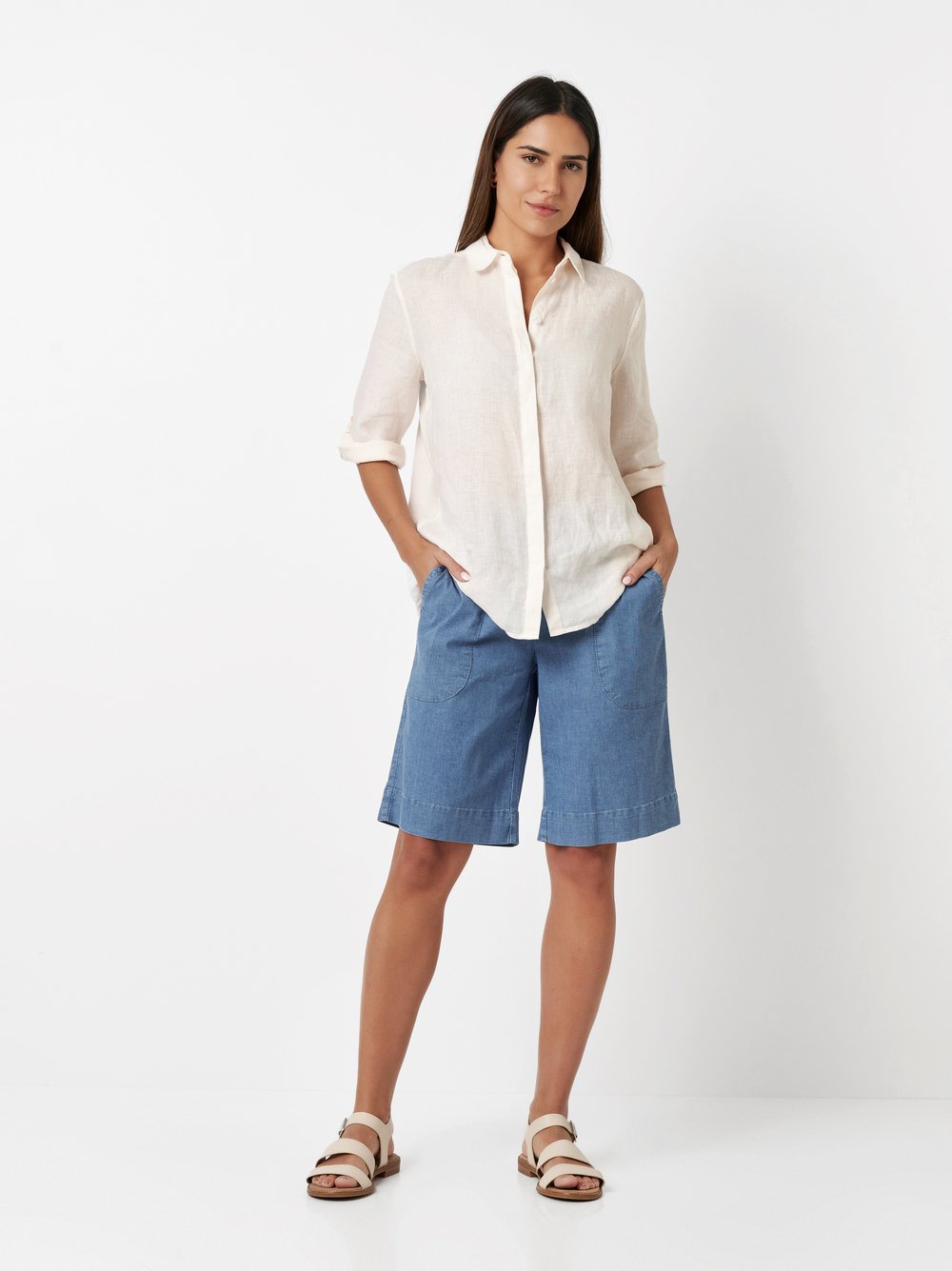 Luftige Jeans-Bermuda | Style »Pia« light blue
