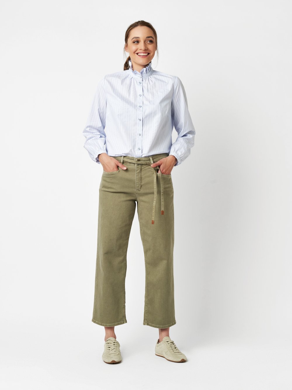 Bluse Cleo blue/beige Outfitansicht Bluse Cleo blue/beige Outfitansicht