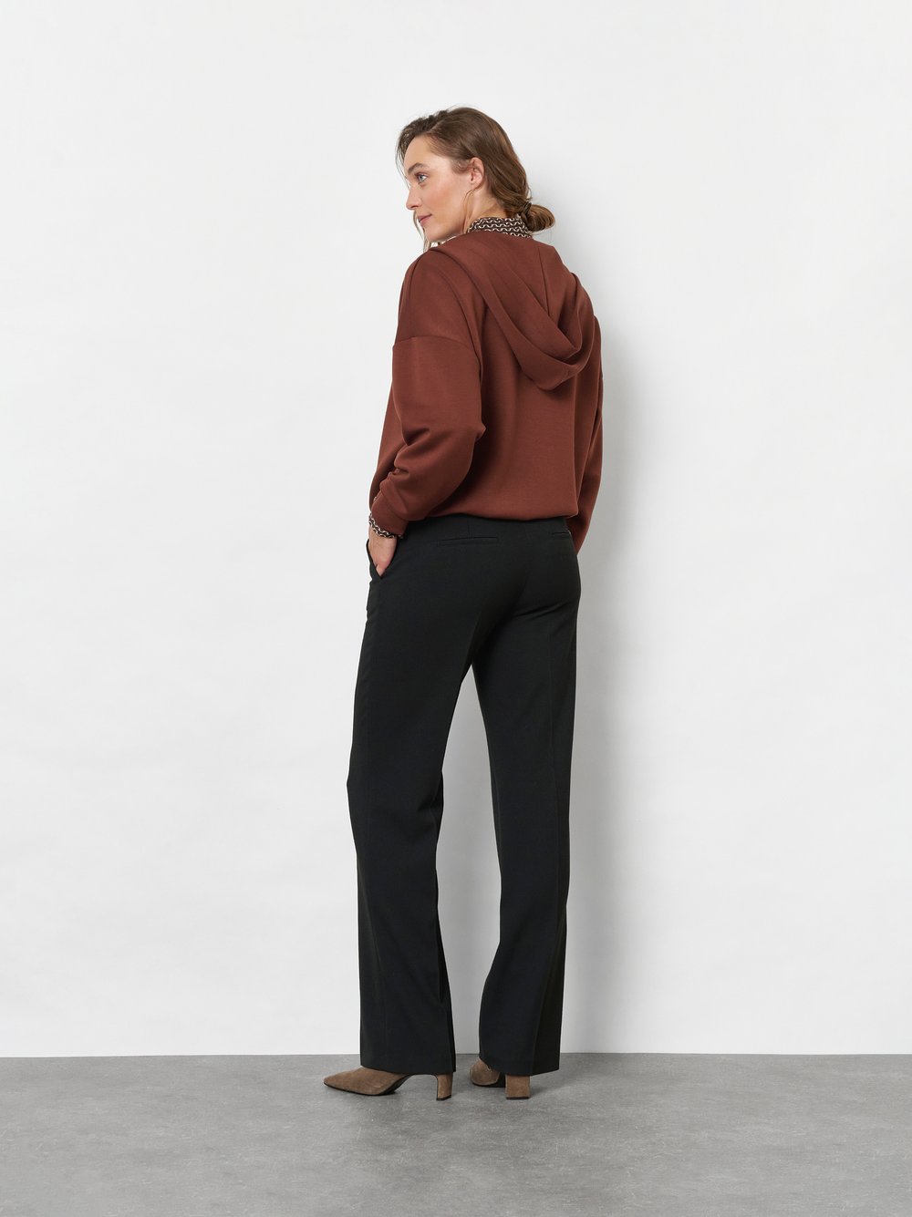 Wide-Leg Hose aus fließendem Gabardine | Style »Jenny Wide« Schwarz