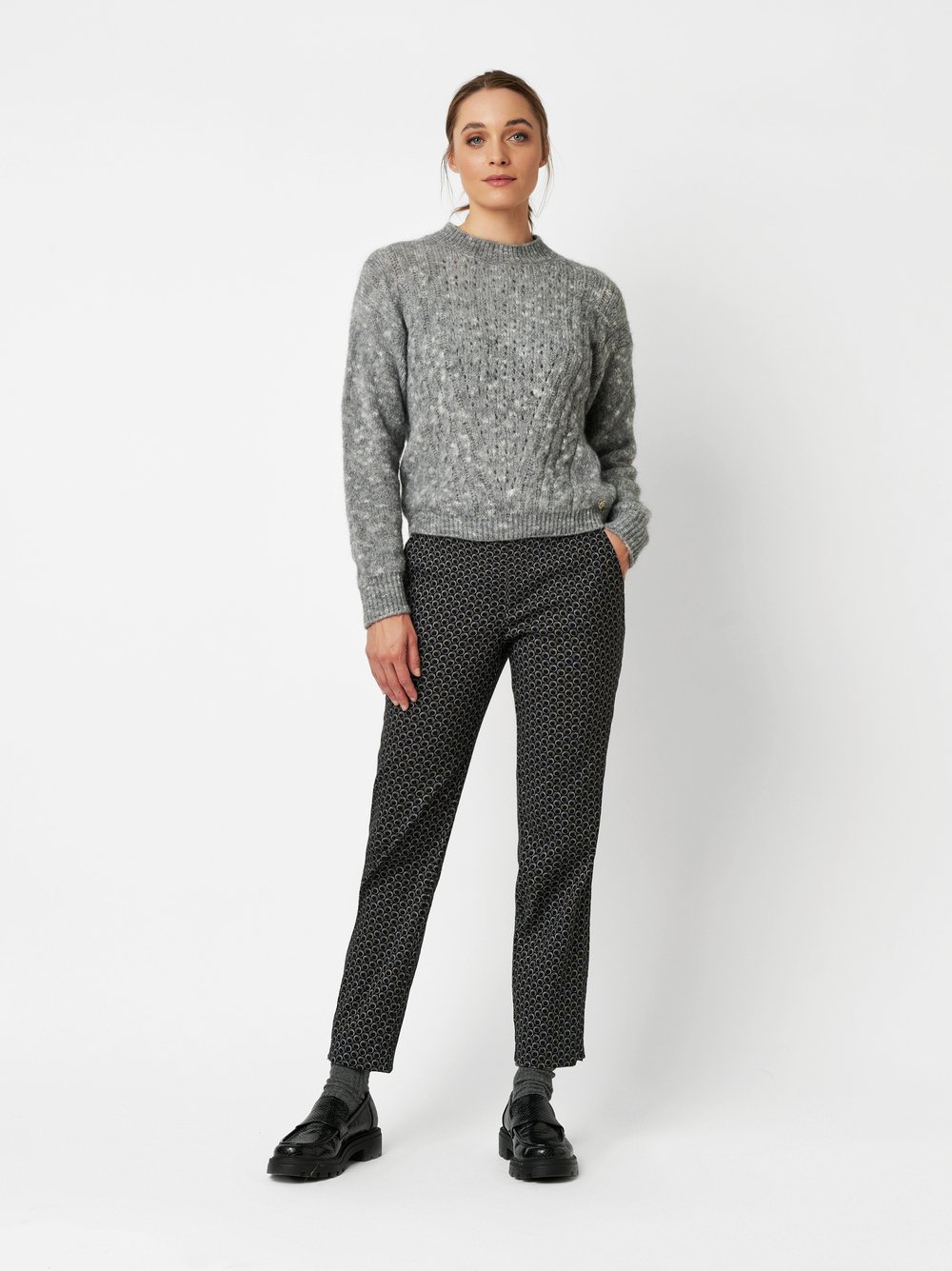 Gemusterte Businesshose | Style »Jenny« grey/black