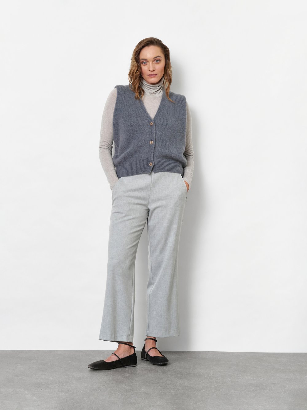 Weite 7/8-Hose aus Gabardine | Style »Sue 7/8« Hellgrau