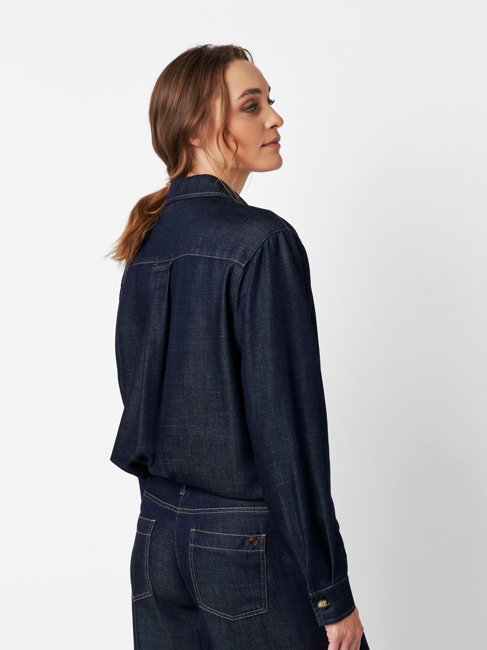 Blouse Clyde dark blue rear view Blouse Clyde dark blue rear view