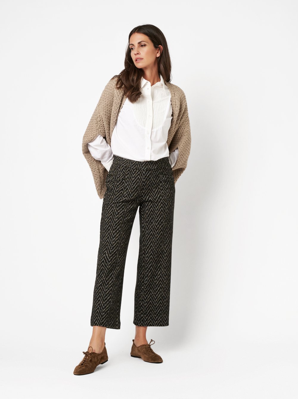Trousers Sue brown/black outfit view