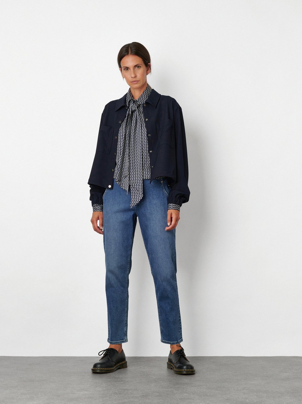 Cropped Jacket with Patch Pockets | Style »Jara« Navy