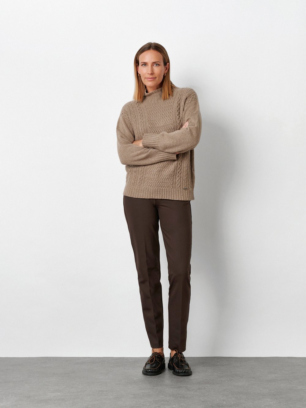Tailoring-Hose mit Bügelfalten | Style »Jenny Smart« Dunkelbraun