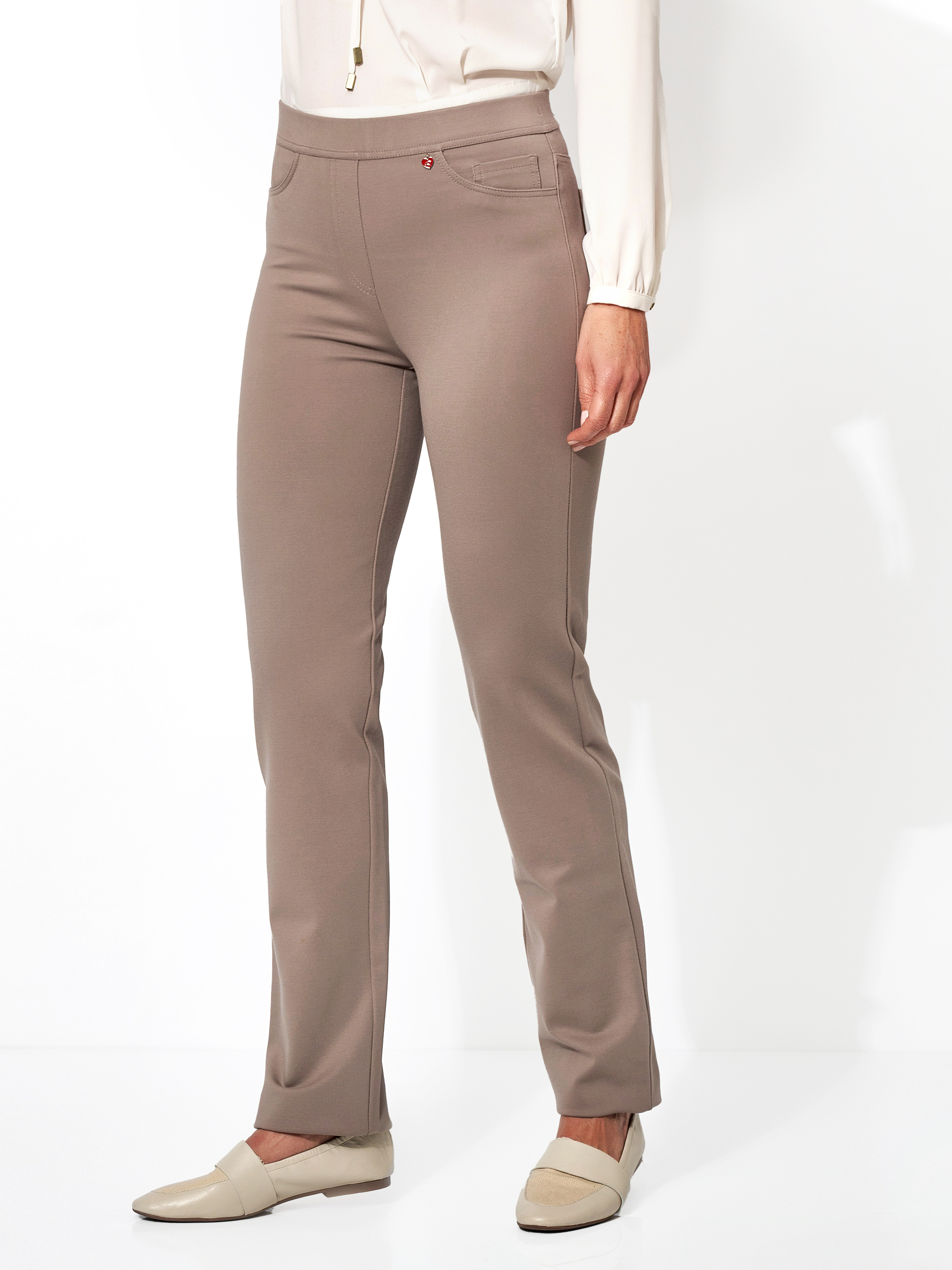 Trousers Alice taupe front view Trousers Alice taupe front view