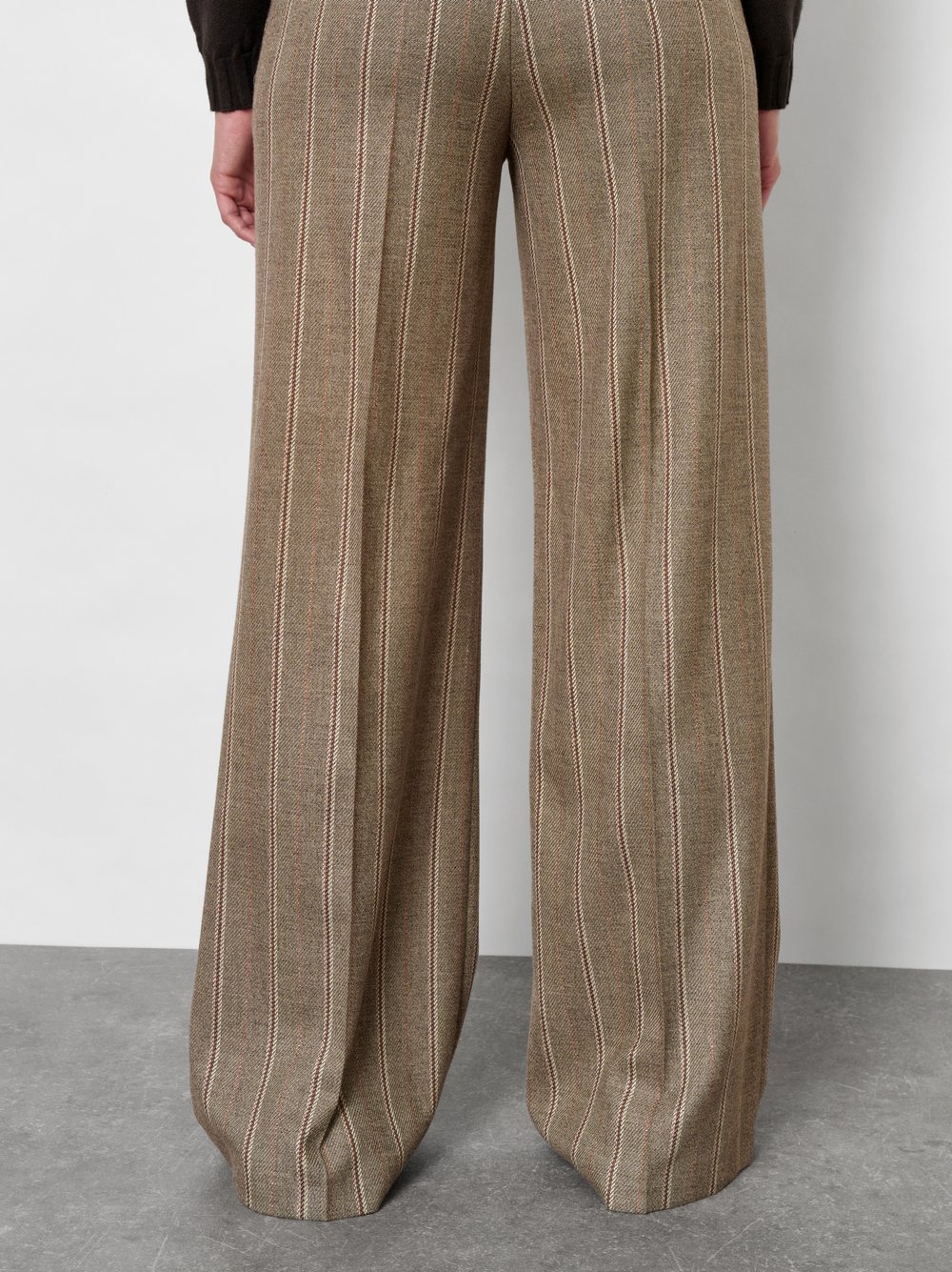Wide-Leg Hose mit schimmernden Streifen | Style »Luisa Palazzo« Camel/Creme