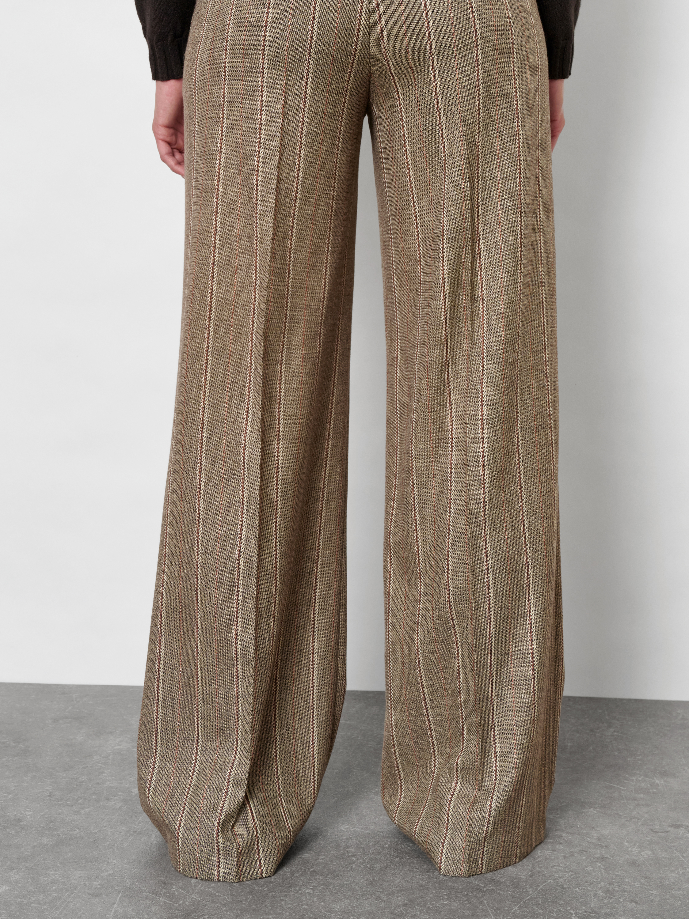 Womens trousers Luisa Palazzo in Camel/Cream, wide-leg trousers with shimmering stripes, second detail view