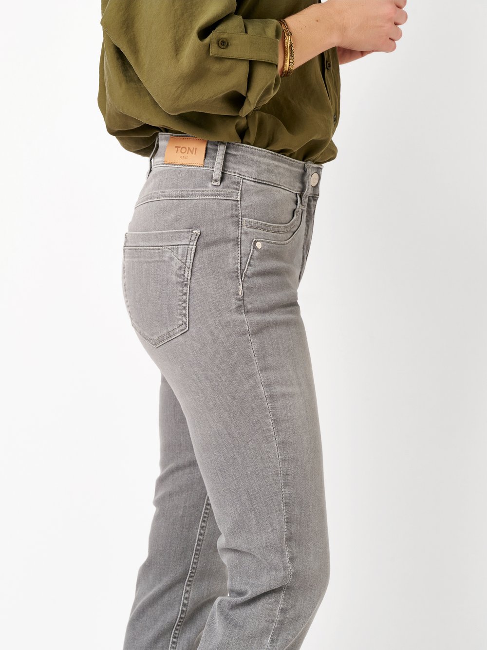 Damenjeans Be Loved in grey, High Waist Jeans, Detailansicht