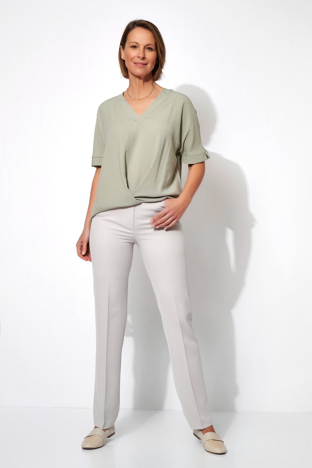 Knitterfreie Bügelfaltenhose | Style »Steffi« Silbergrau