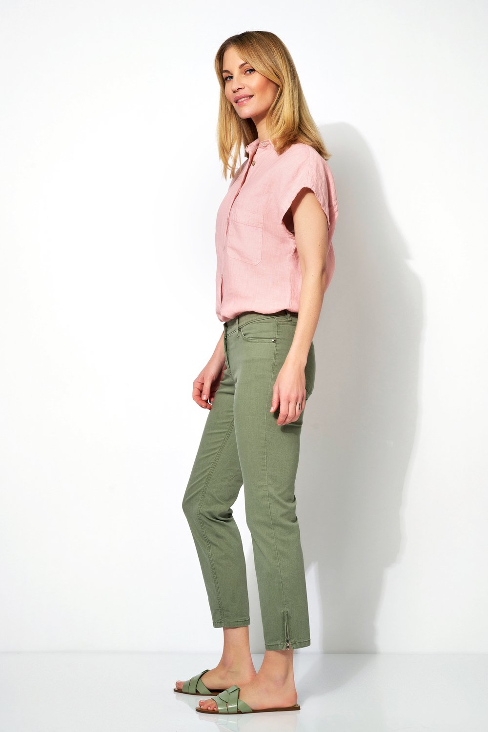 7/8-Hose mit Saumzippern | Style »Perfect Shape« khaki