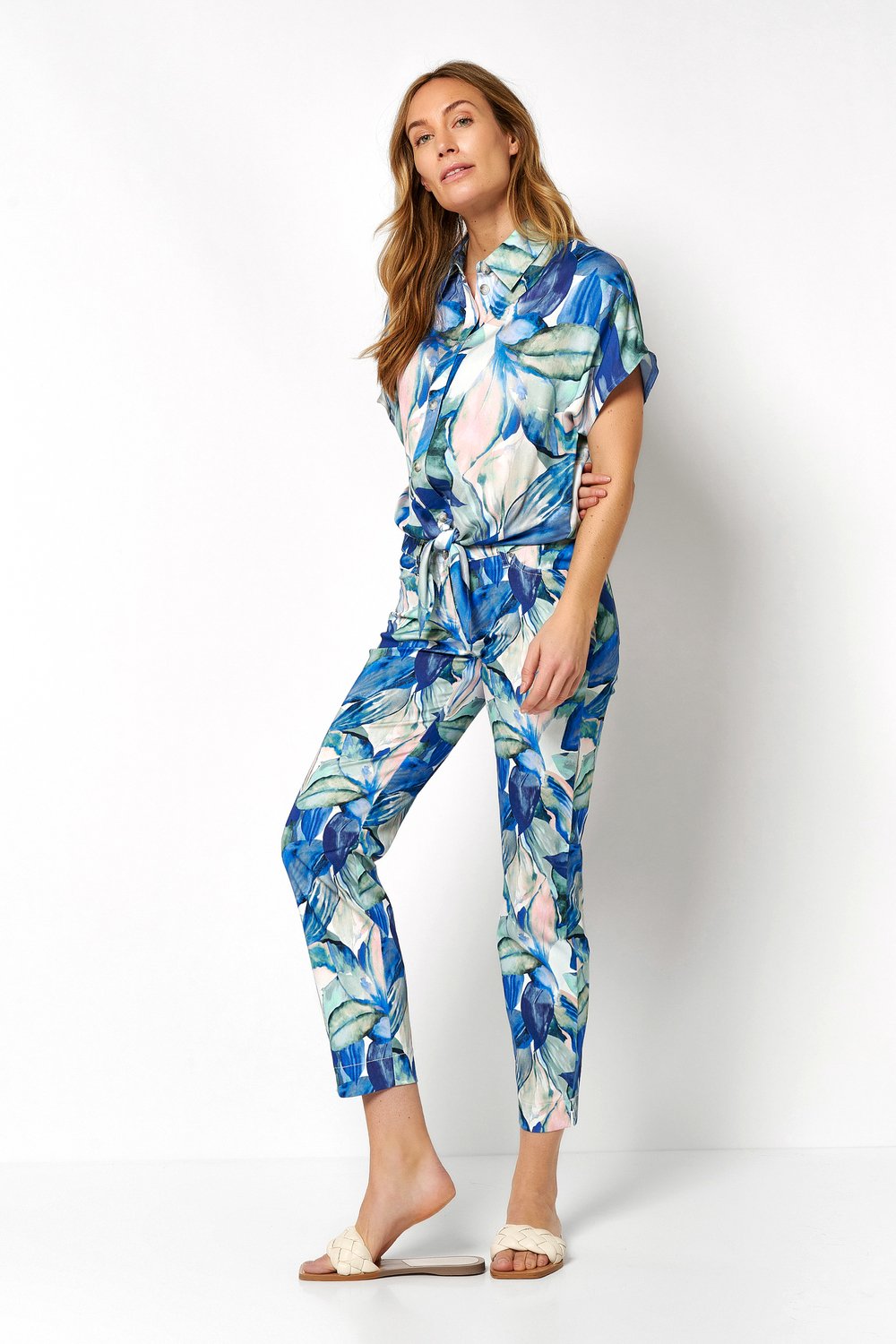 Printed 7/8 trousers | Style »Perfect Shape« multicolour blue