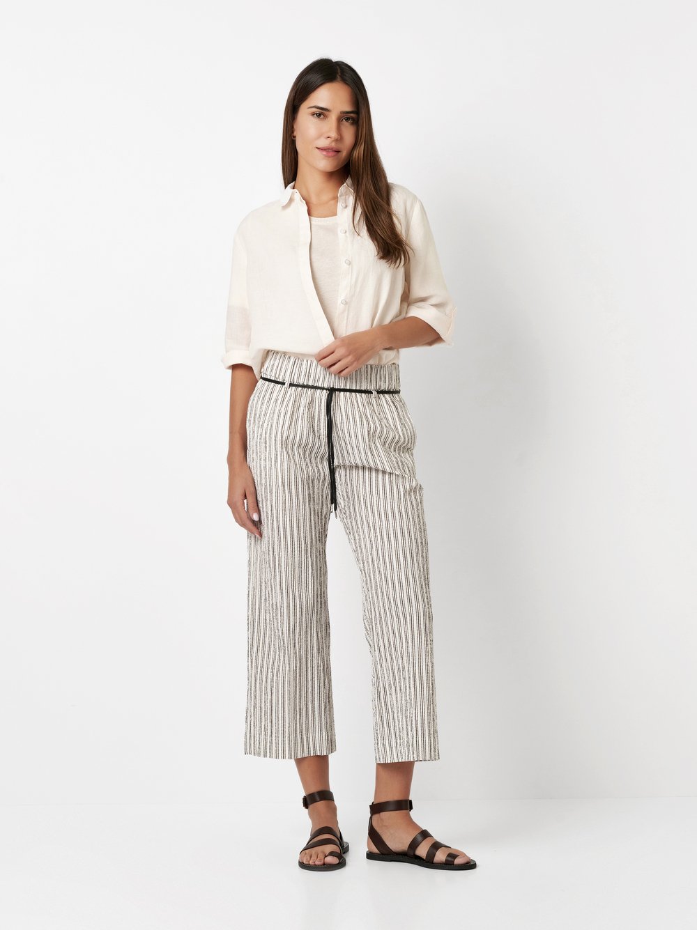 Gestreifte Wide Leg | Style »Pia« offwhite/black
