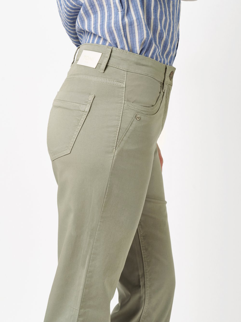 Damenhose Be Loved in khaki, High Waist Hose aus softer Baumwolle, Detailansicht