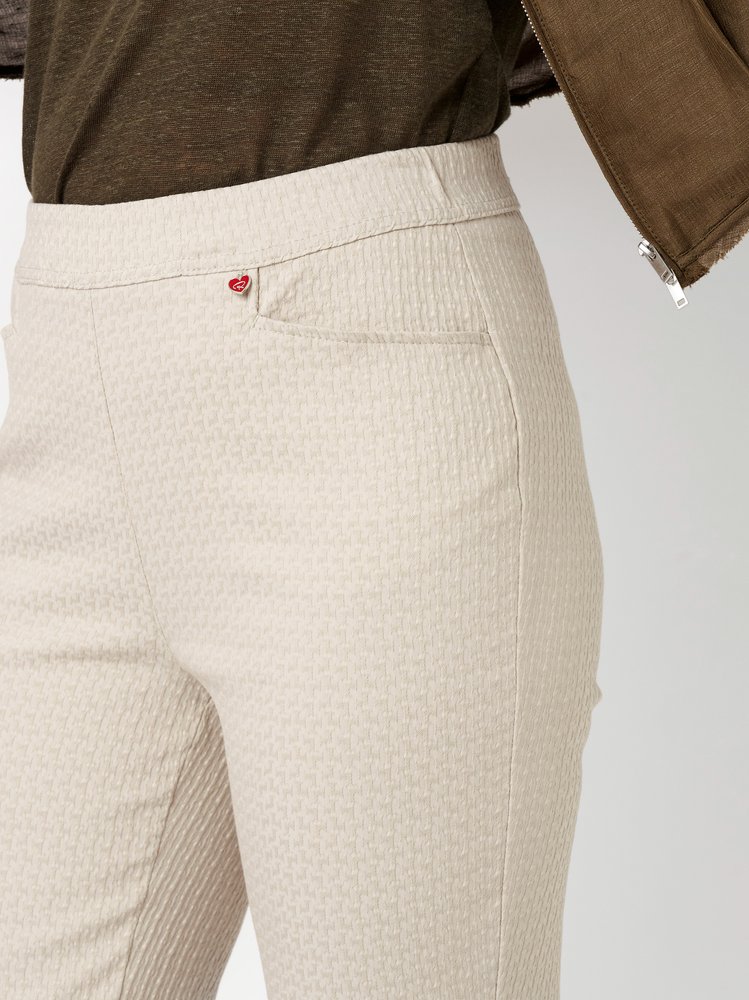 Womens trousers Alice Slim 7/8 in sand, 7/8 trousers made of structured jacquard, detail view