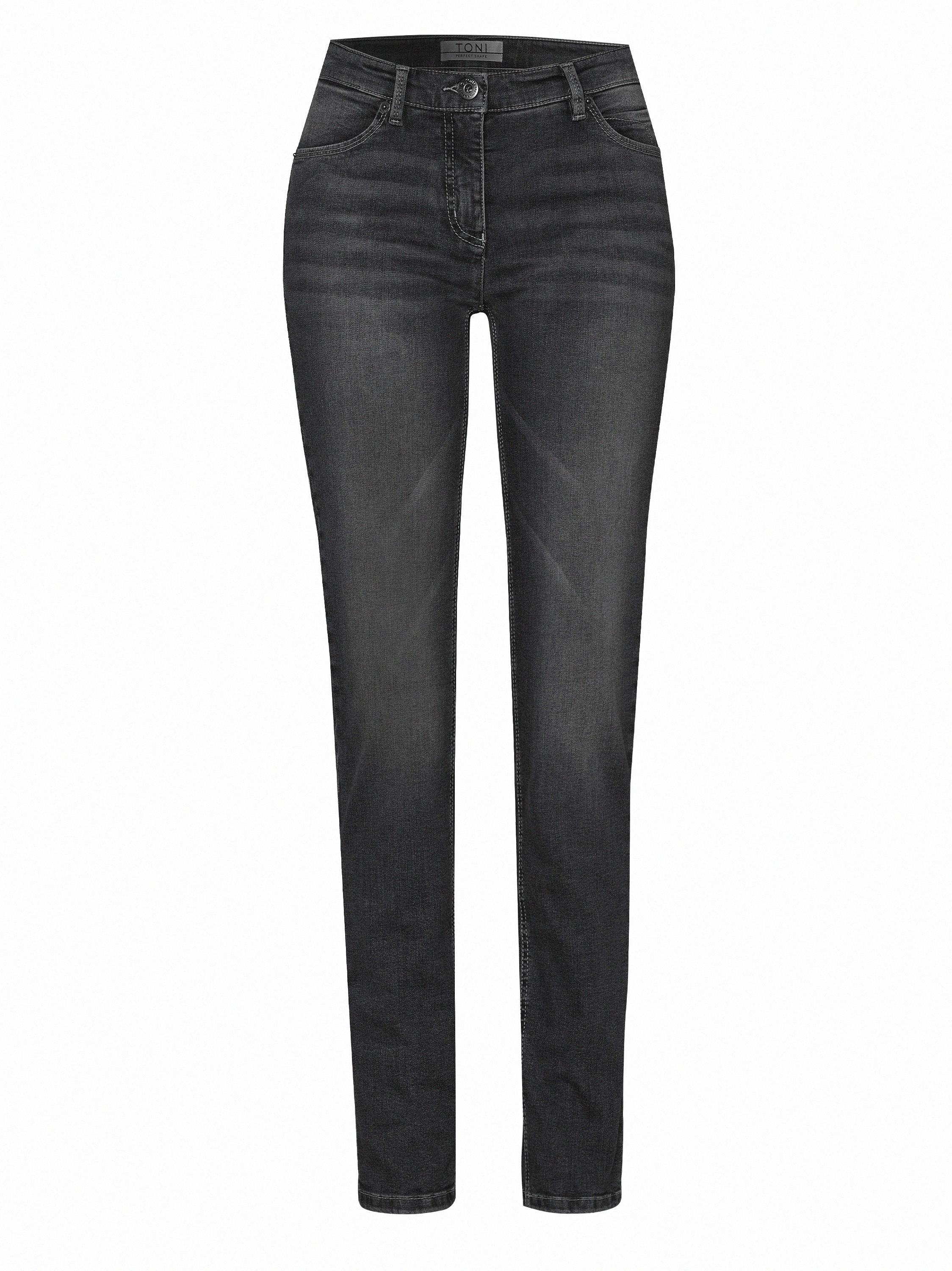 Damenjeans Perfect Shape in Grau, Jeans mit Shapingeffekt, freigestellte Produktansicht