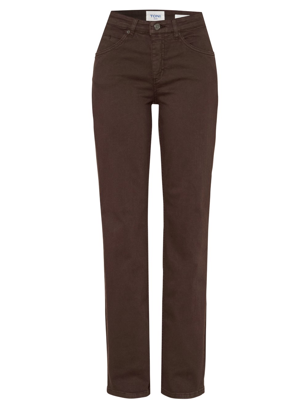 Damenjeans Liv in Dunkelbraun, straight-Fit Jeans aus Colour Denim, freigestellte Produktansicht