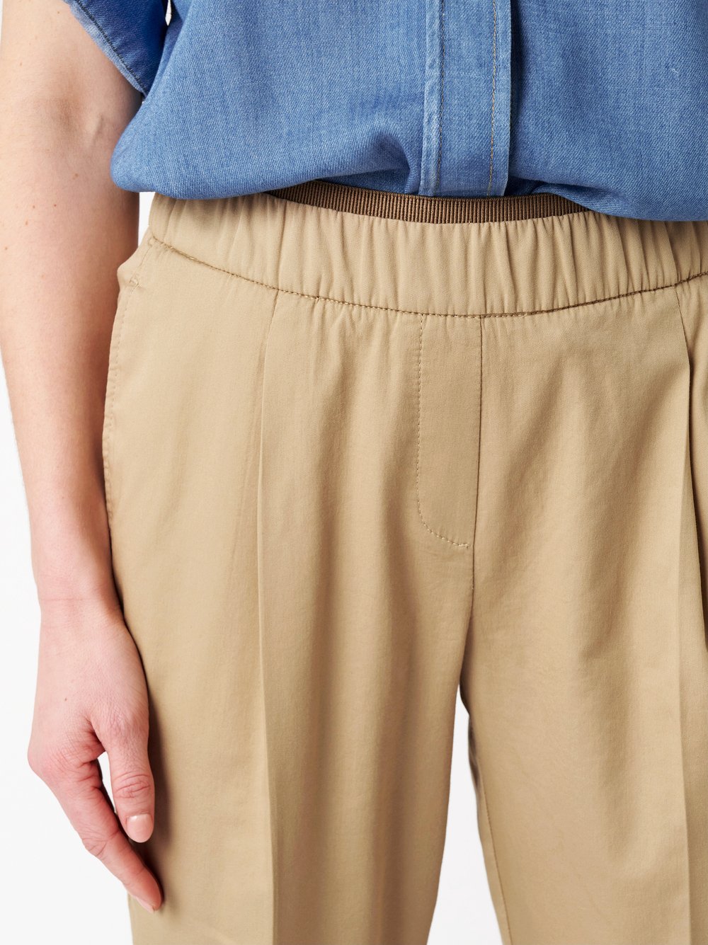 Damenhose Sue Smart in light brown, smarte Hose mit Bundfalten, Detailansicht