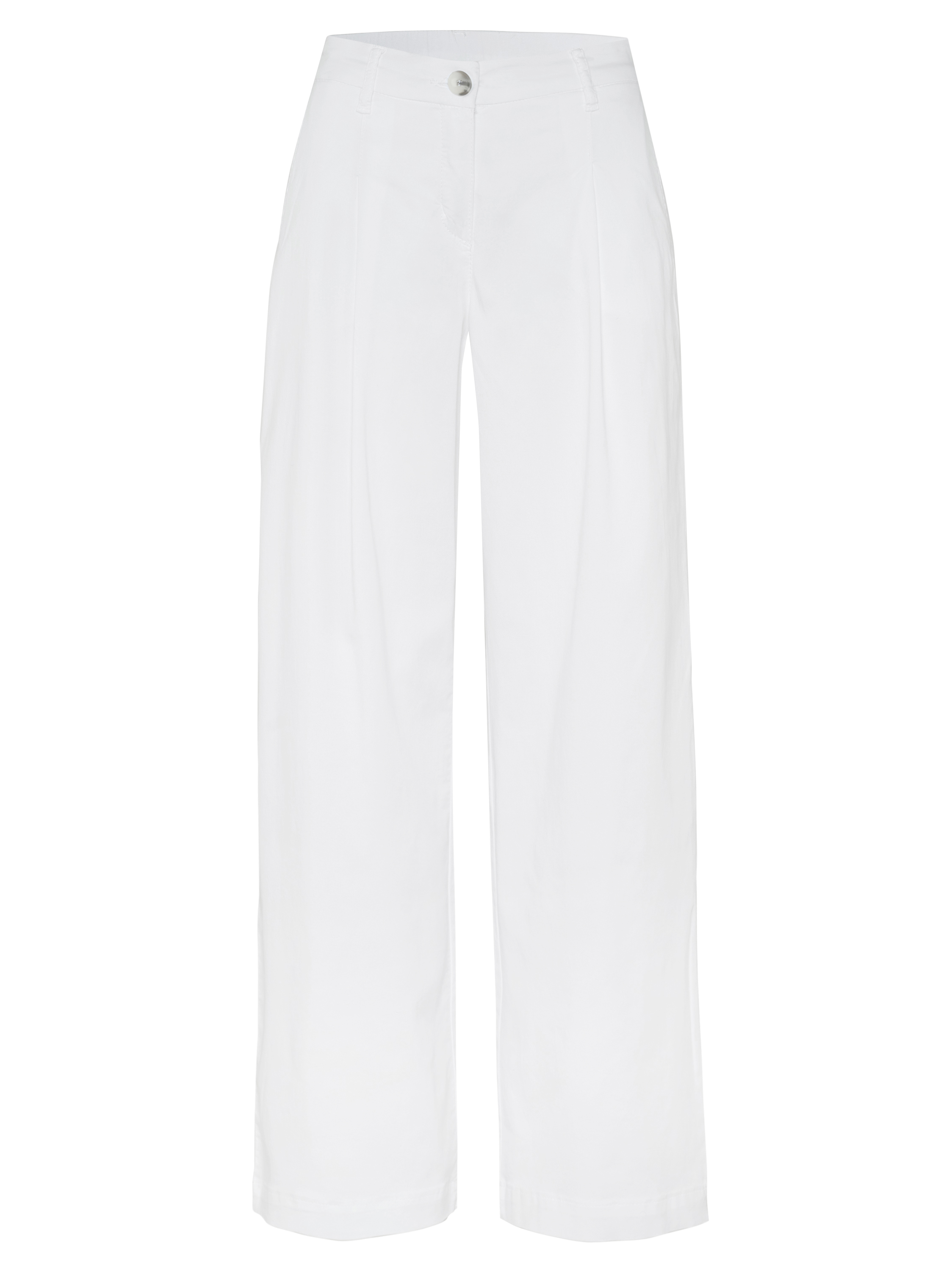 Damenhose Luisa Wide in white, Wide Leg Hose mit Bundfalten, freigestellte Produktansicht