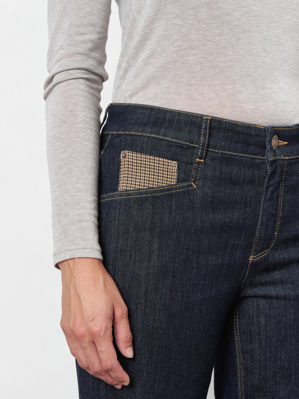 Damenjeans Liv 7/8 in Rinsed Blue, 7/8-Jeans mit Taschendetail, Detailansicht
