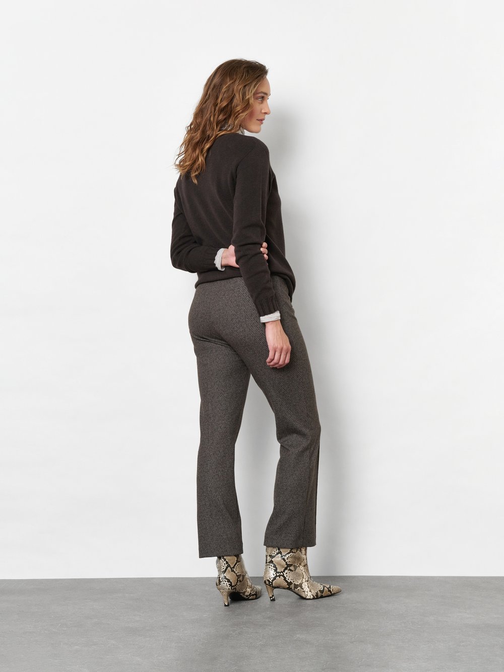 7/8-Hose im Fischgratdessin | Style »Jenny 7/8« Dunkelbraun