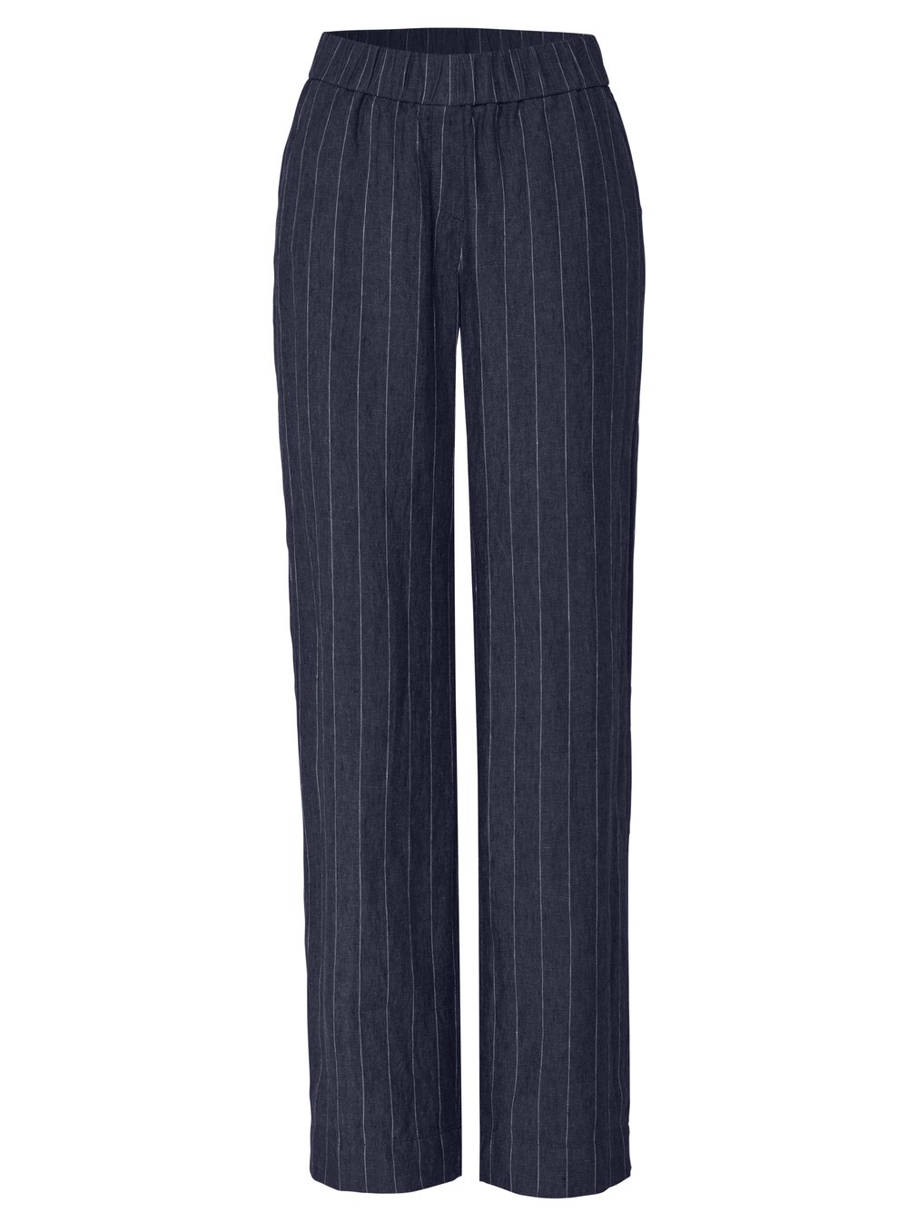 Damenhose Pia Wide in dark blue, Weite Leinenhose mit feinen Streifen, freigestellte Produktansicht
