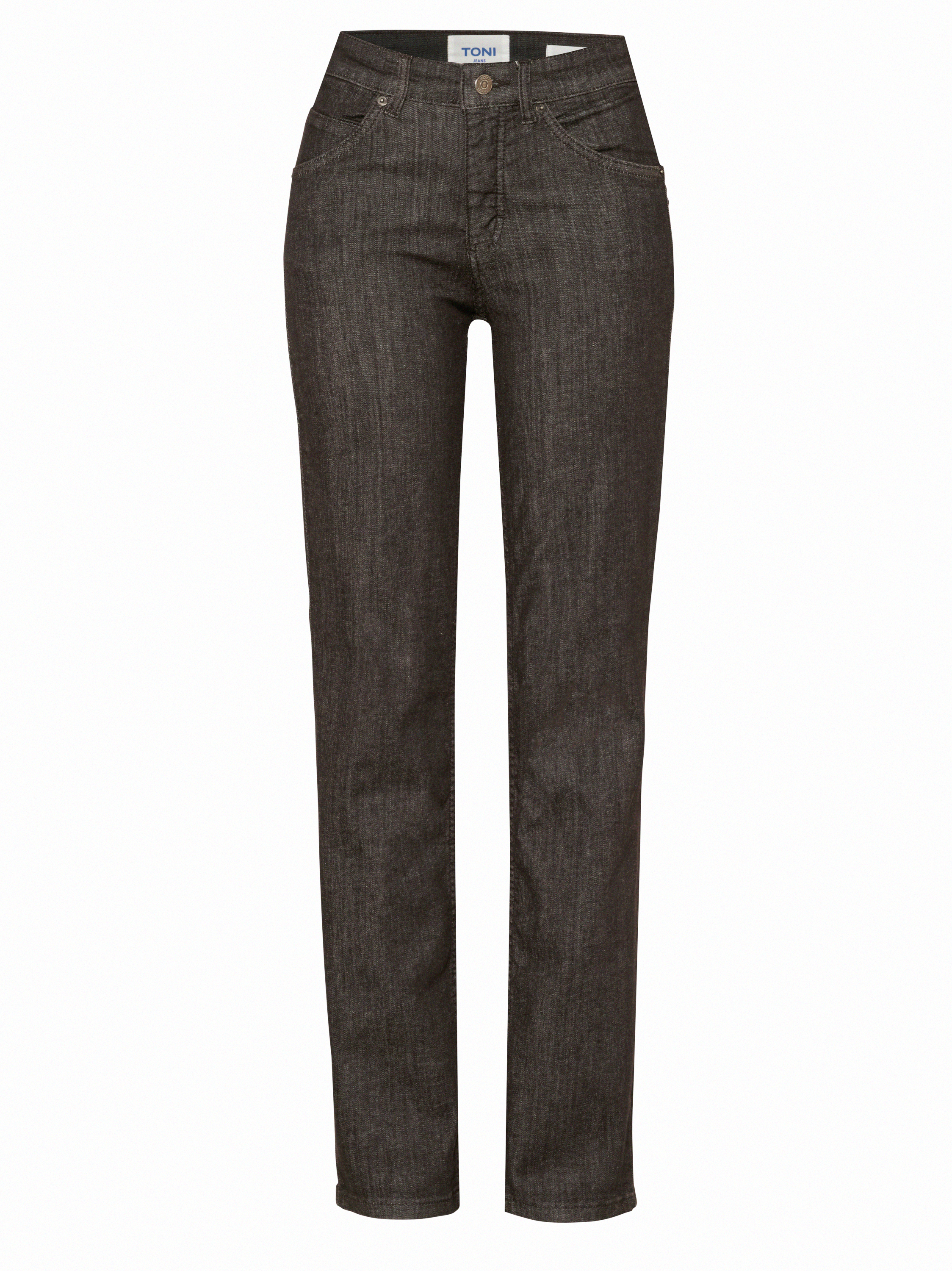 Damenjeans Liv in Dunkelbraun, straight-Fit Jeans aus Colour Denim, freigestellte Produktansicht