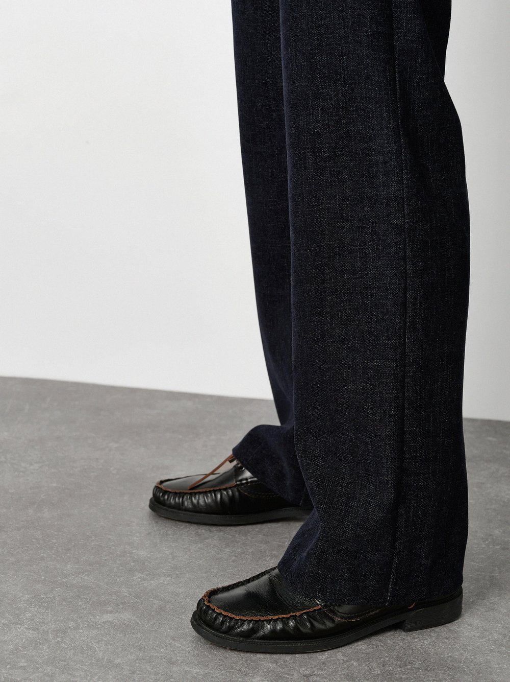 Wide-Leg Hose mit feiner Struktur | Style »Jenny Wide« Dark Blue