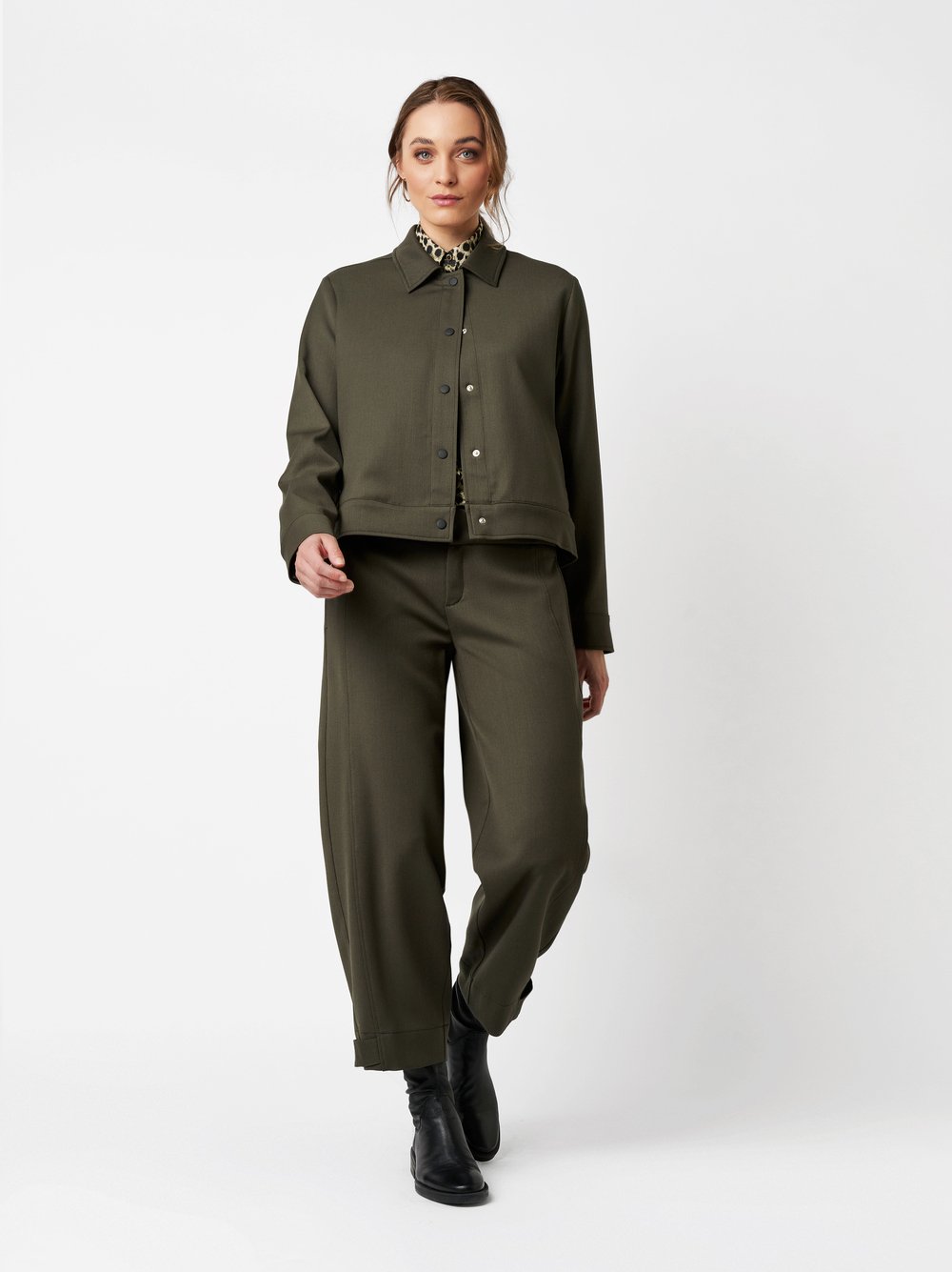 Barrel-Fit in 7/8-Länge | Style »Ella« oliv