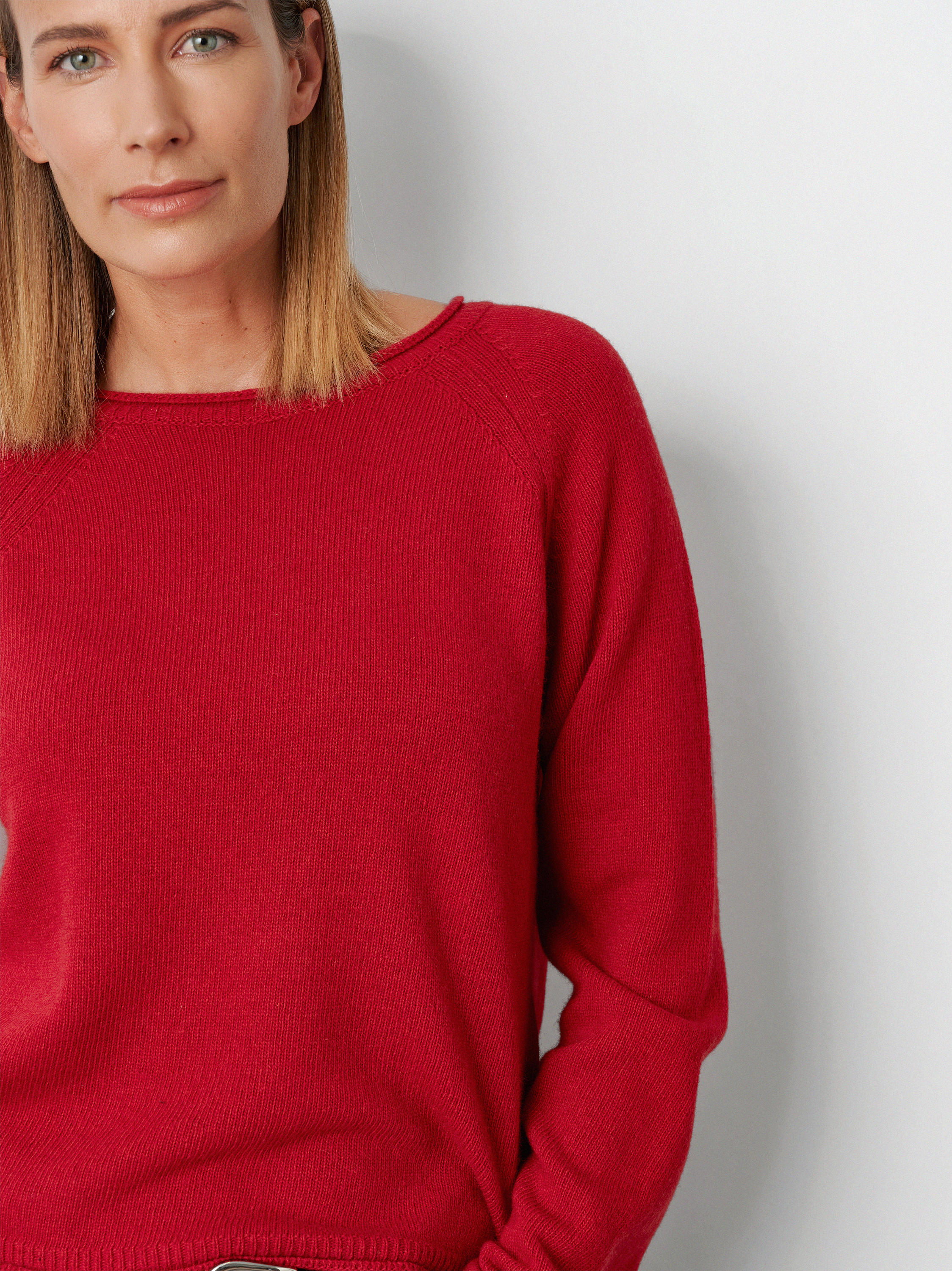 Damenpullover Gaia in Rot, Pulli aus Kaschmir-Mischung, zweite Detailansicht