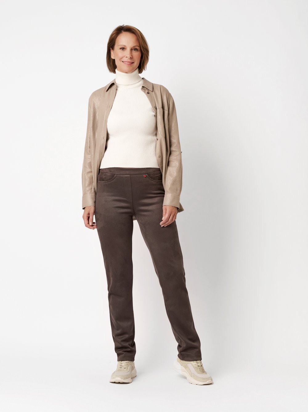 Pull-On Trousers in a Suede Look | Style »Alice« Dunkelbraun